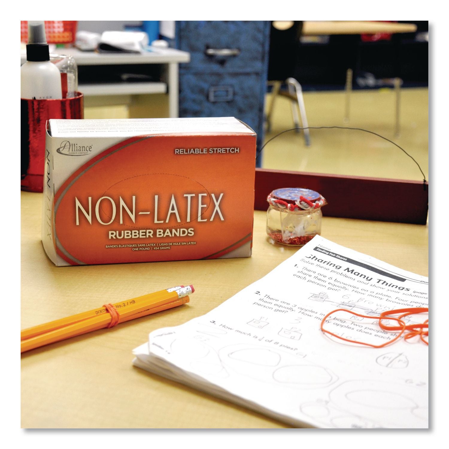 Non-Latex Rubber Bands, Assorted Sizes, Orange, 125/Pack