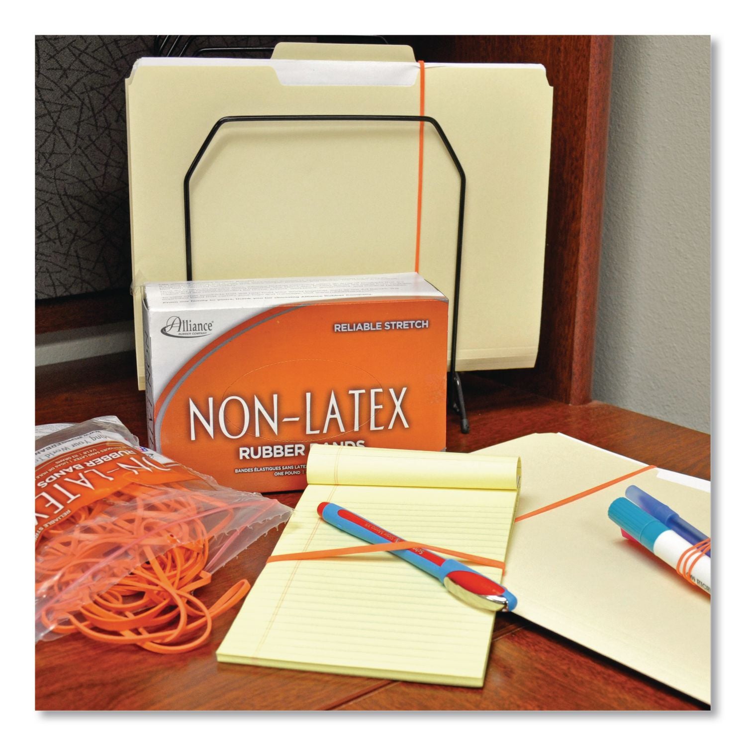 Non-Latex Rubber Bands, Size 64, Orange, 95/Pack