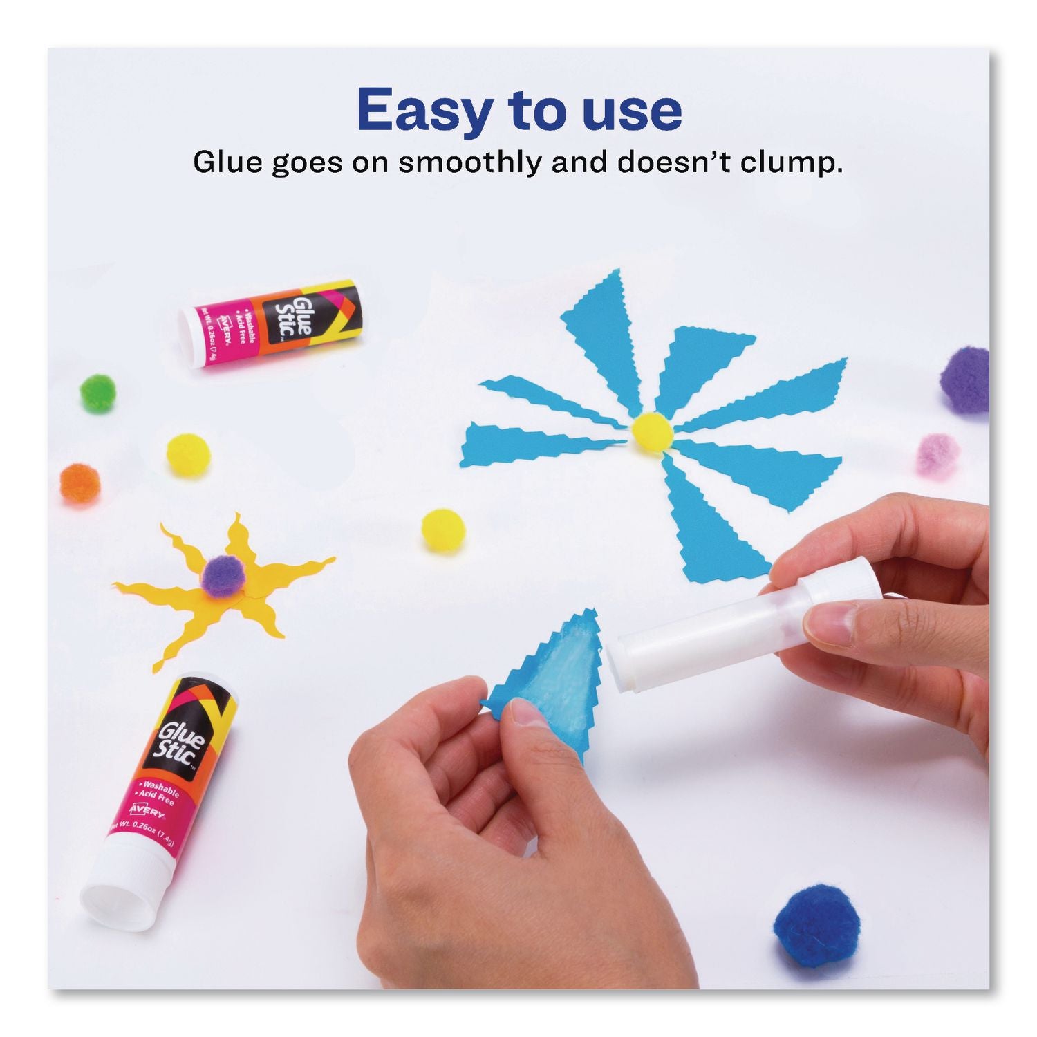 Permanent Glue Stic, 0.26 Oz, Applies White, Dries Clear, 3/Pack