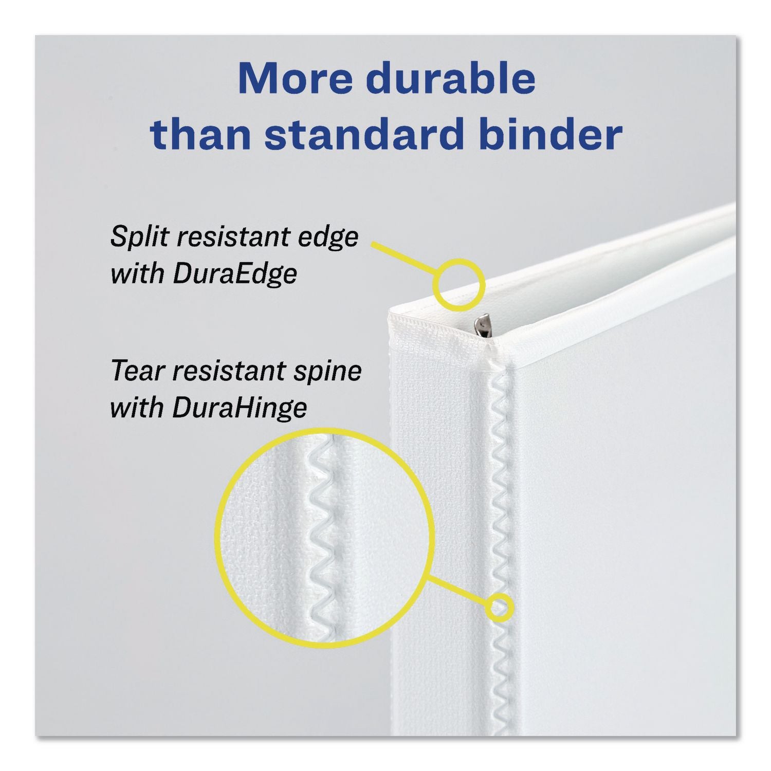 Durable View Binder With Durahinge And EZD Rings, 3 Rings, 1.5" Capacity, 11 X 8.5, White, 12/Carton