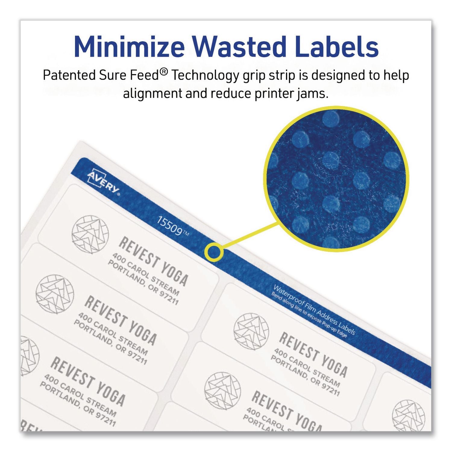 Waterproof Film Address Labels With Sure Feed Technology, Laser, 1 X 2.63, White, 30/Sheet, 10 Sheets/Pack
