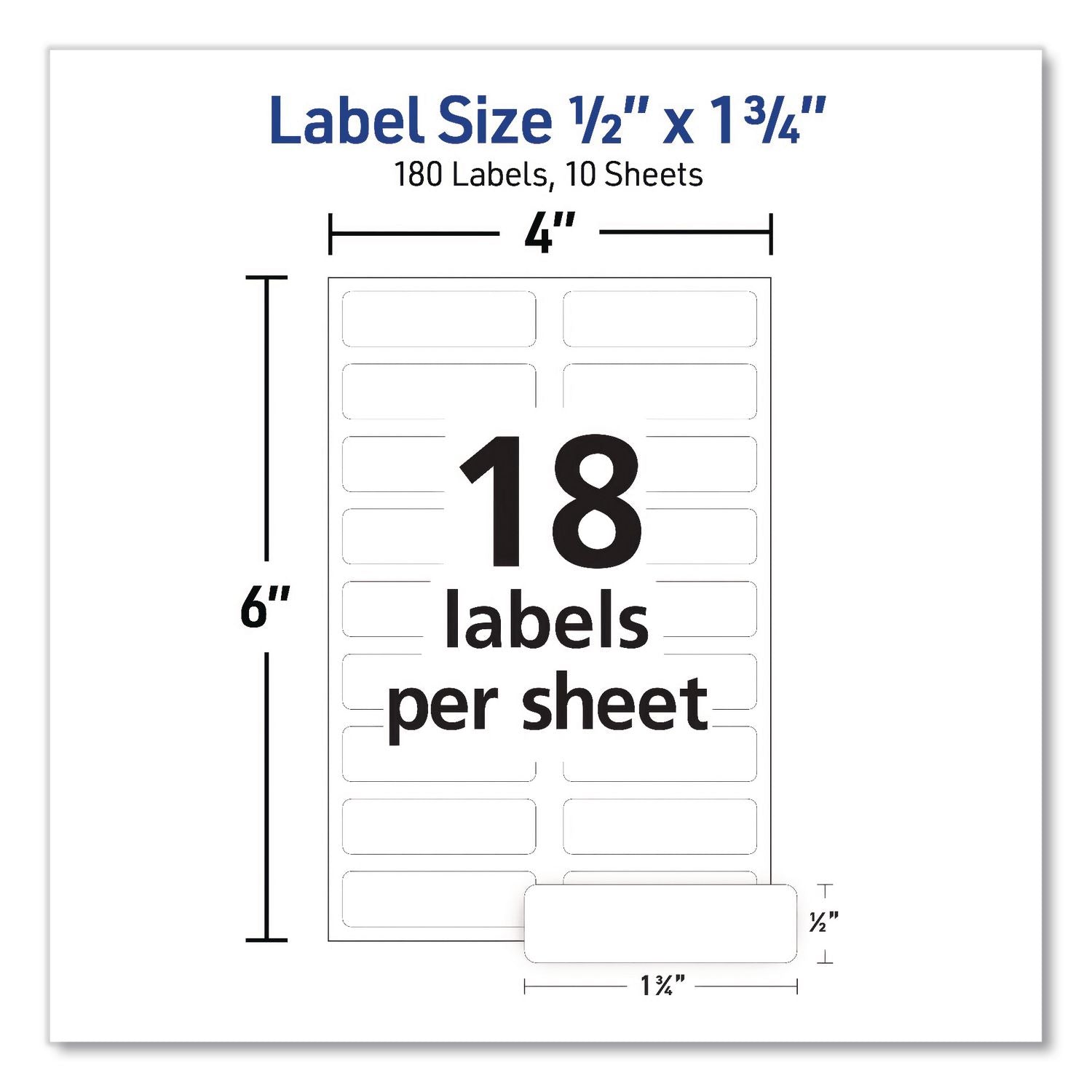 No-Iron Fabric Labels, Handwrite Only, 0.5 X 1.75, White, 18/Sheet, 10 Sheets/Pack