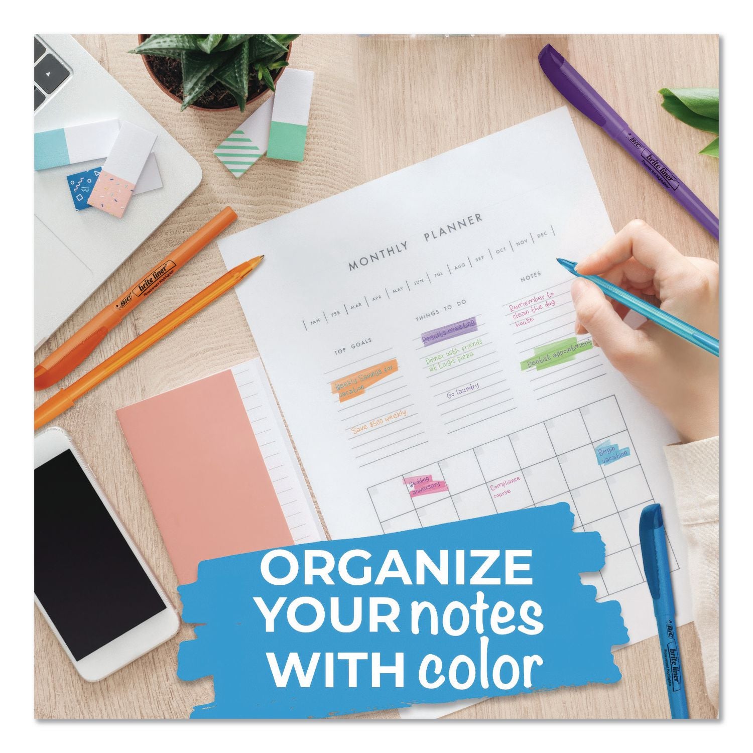 Plan It Sets Ballpoint Pen And Highlighter Pack, Assorted Colors, (5) Highlighters, (5) Pens