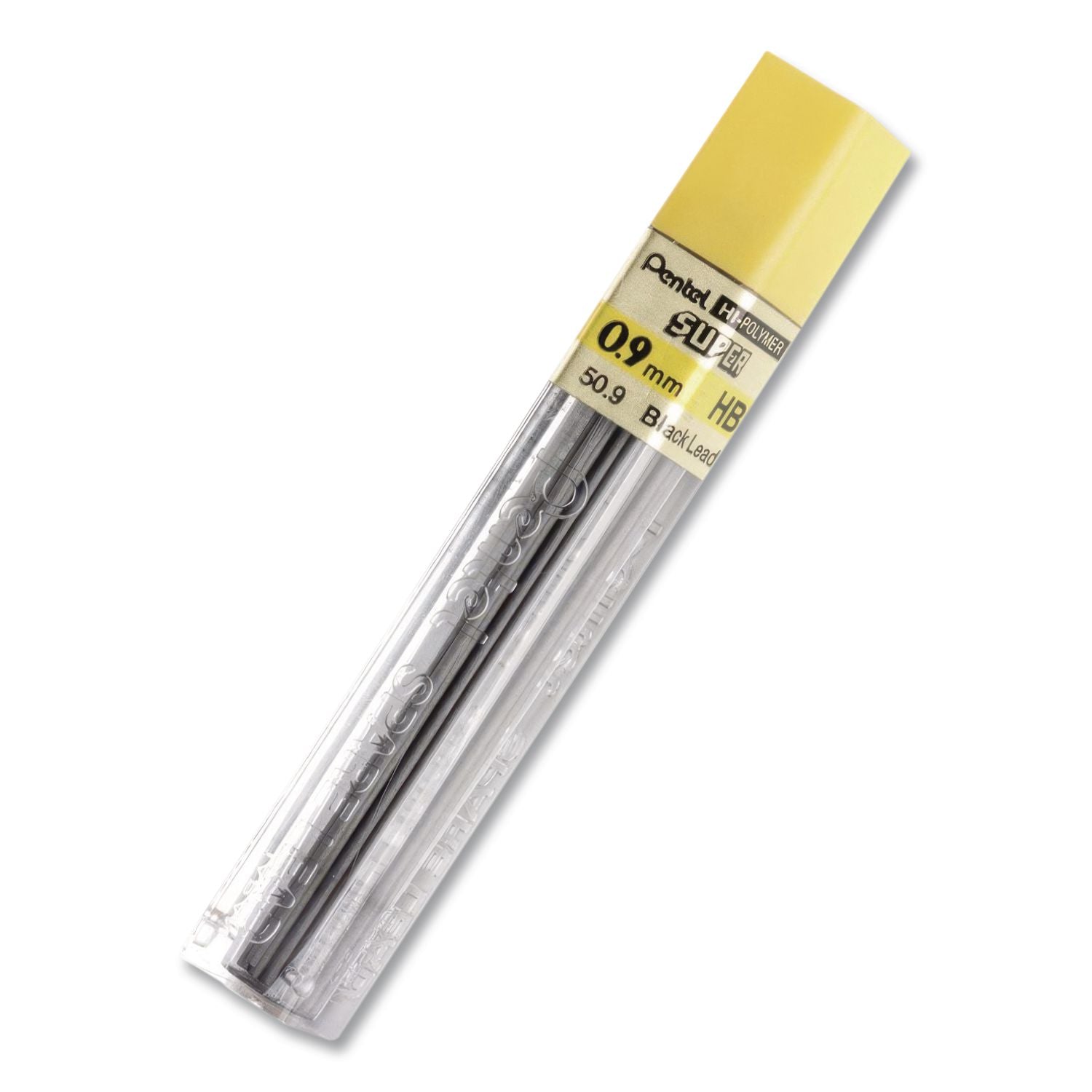 Super Hi-Polymer Lead Refills, 0.9 Mm, HB, Black, 15 Leads/Tube, 3 Tubes/Pack