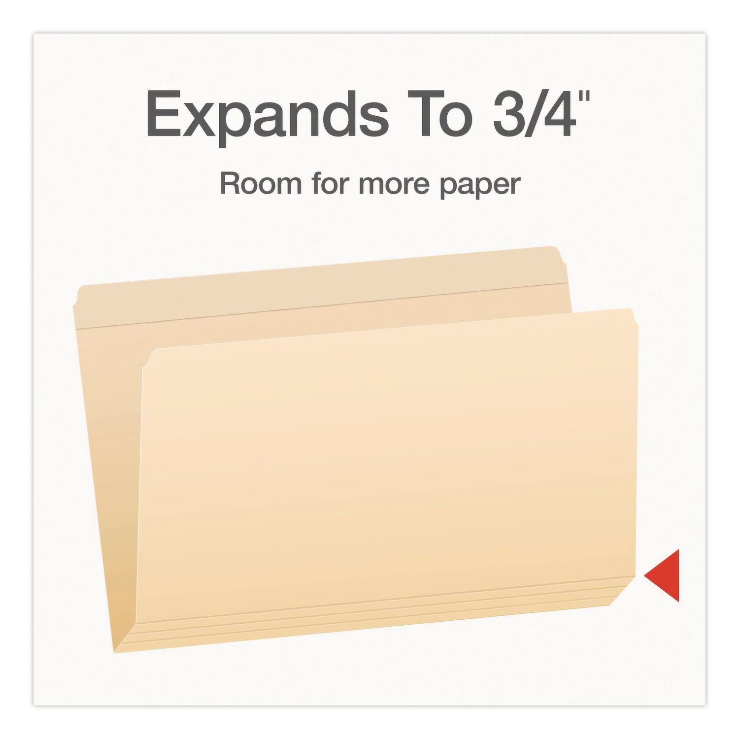 Manila File Folders, Straight Tabs, Legal Size, 0.75" Expansion, Manila, 100/Box