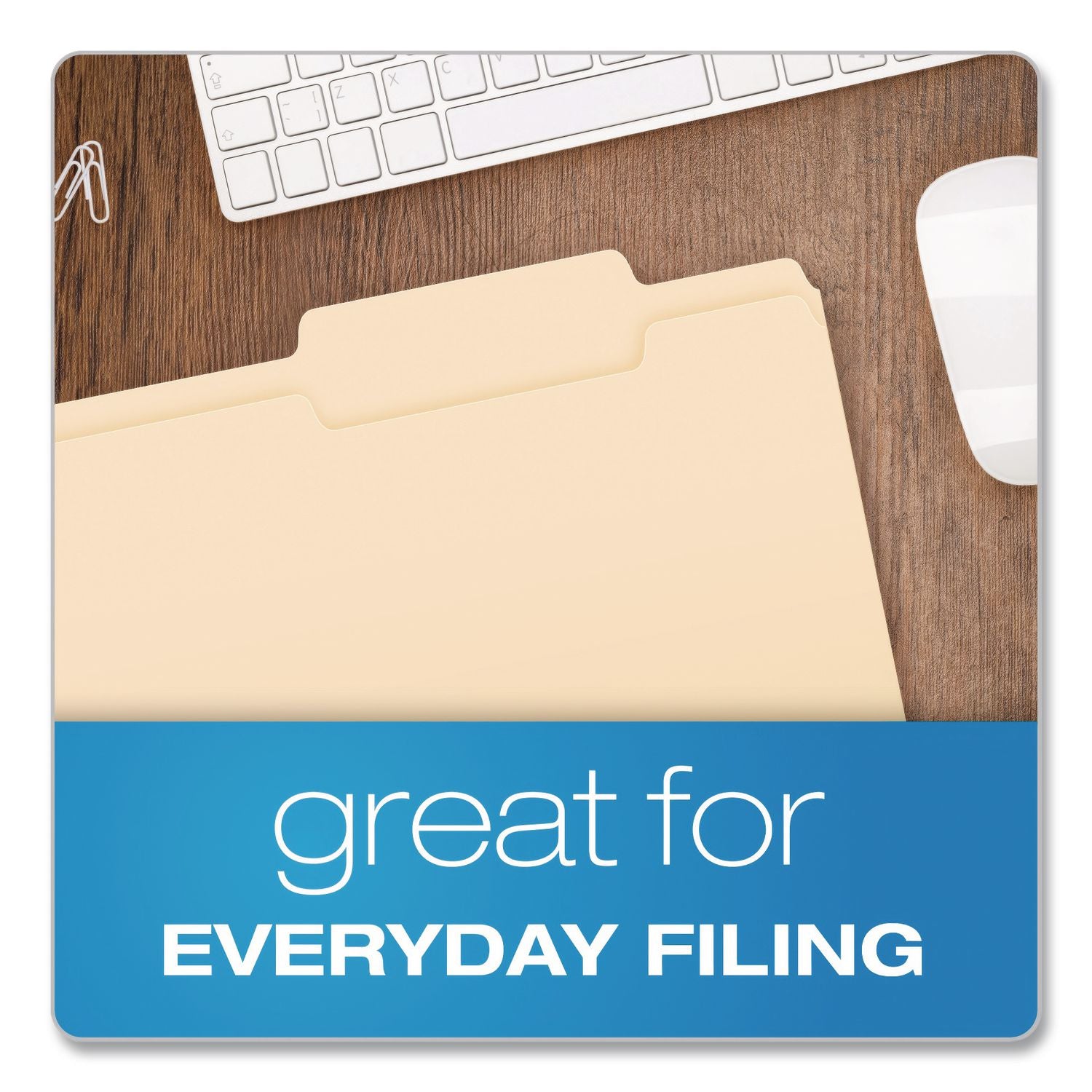 Reinforced Top Tab Manila File Folders, 2/5-Cut Tabs: Right Of Center Position, Letter Size, Manila, 100/Box