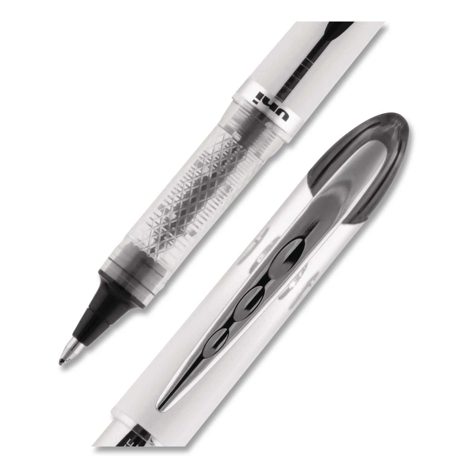 VISION ELITE Rollerball Pen, Stick, Bold 0.8 Mm, Black Ink, White/Black/Clear Barrel, Dozen