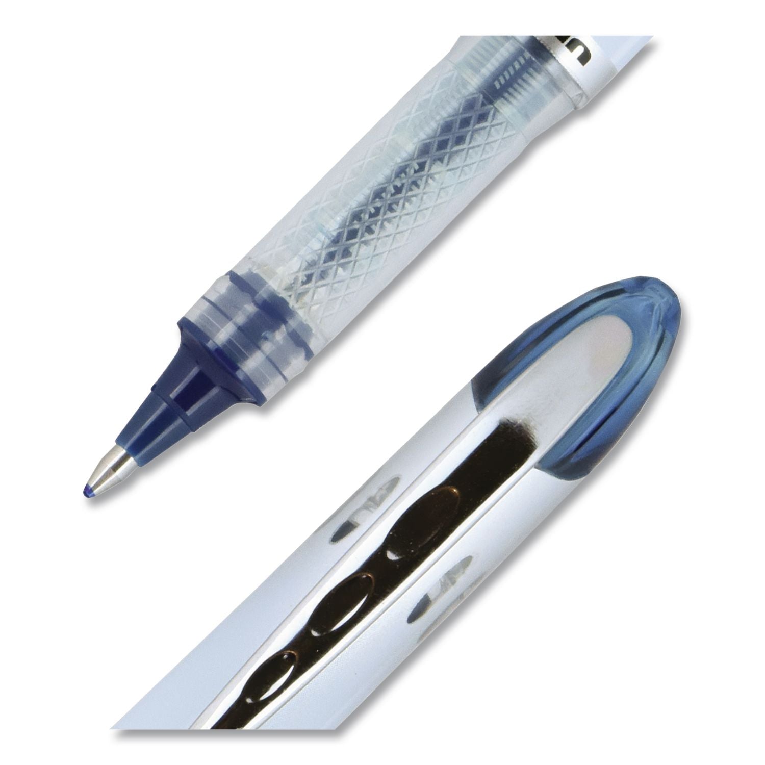 VISION ELITE BLX Series Rollerball Pen, Stick, Bold 0.8 Mm, Blue-Infused Black Ink, White/Blue/Clear Barrel, Dozen