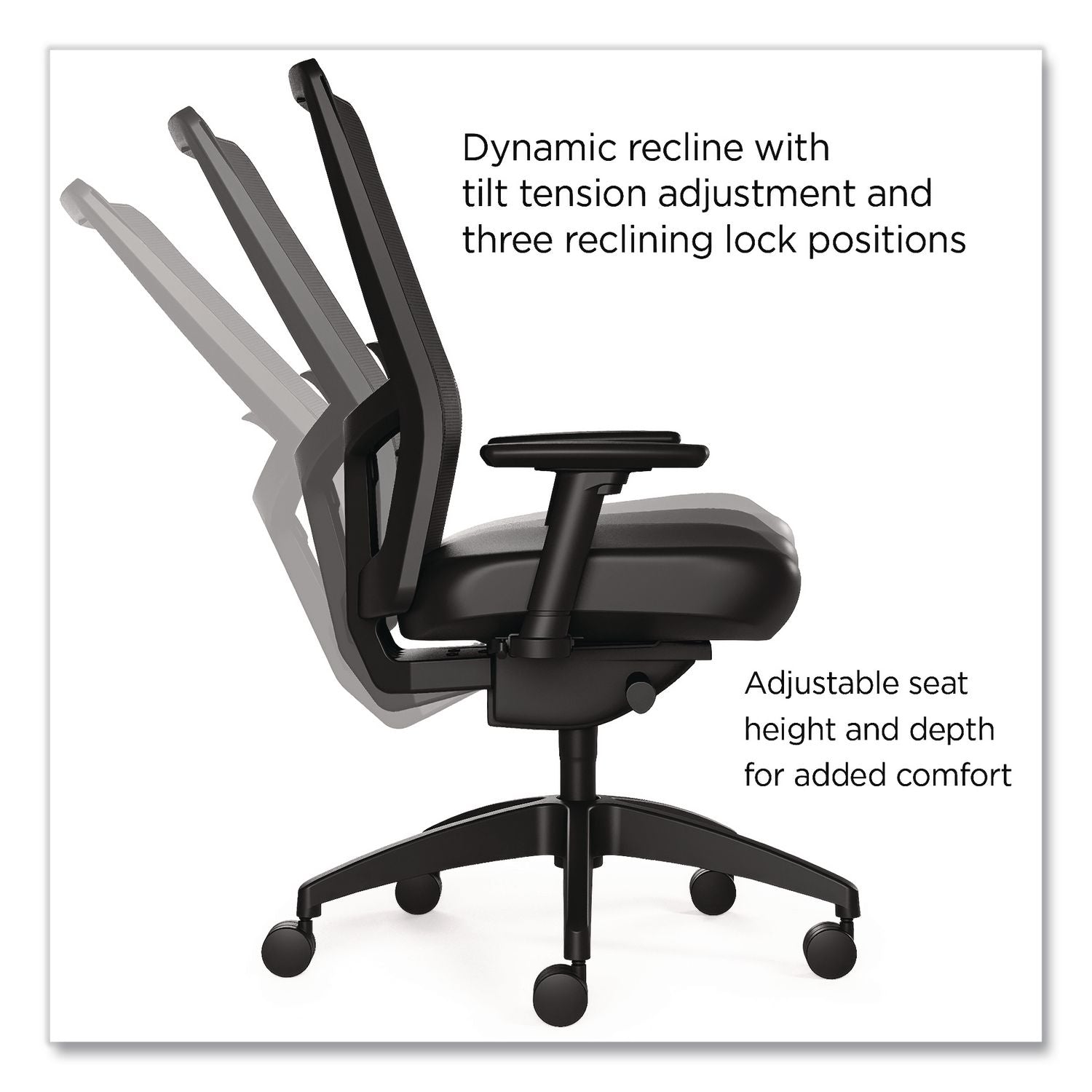 500 Series Vinyl And Mesh Task Chair, Supports Up To 300 Lbs, 17.8" To 22.8" Seat Height, Black Seat, Black Back, Black Base
