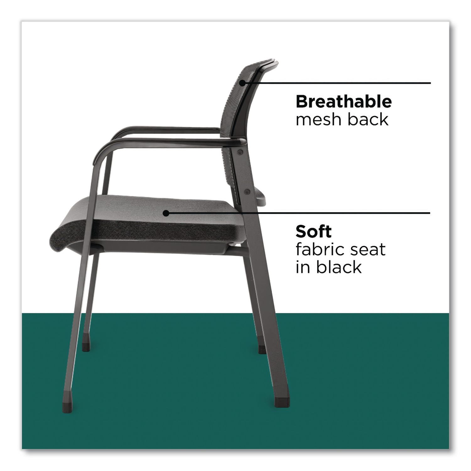 Esler Fabric Guest Chair, 23.3 X 22.3 X 31.7, Black Seat, Black Back, Black Base