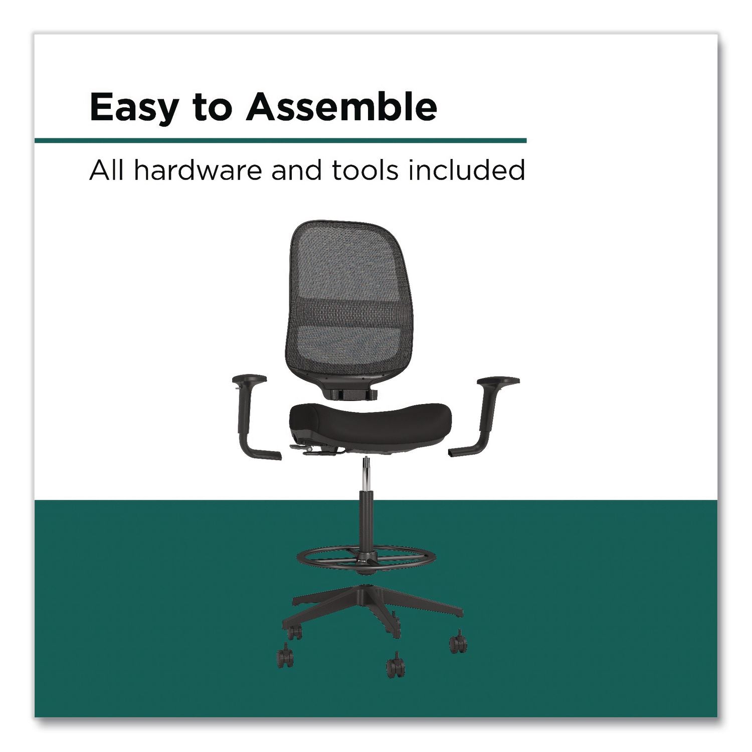 Bedford Task Stool, Supports Up To 275 Lb, 26.5 X 33.6 Seat Height, Black Seat, Black Back, Black Base
