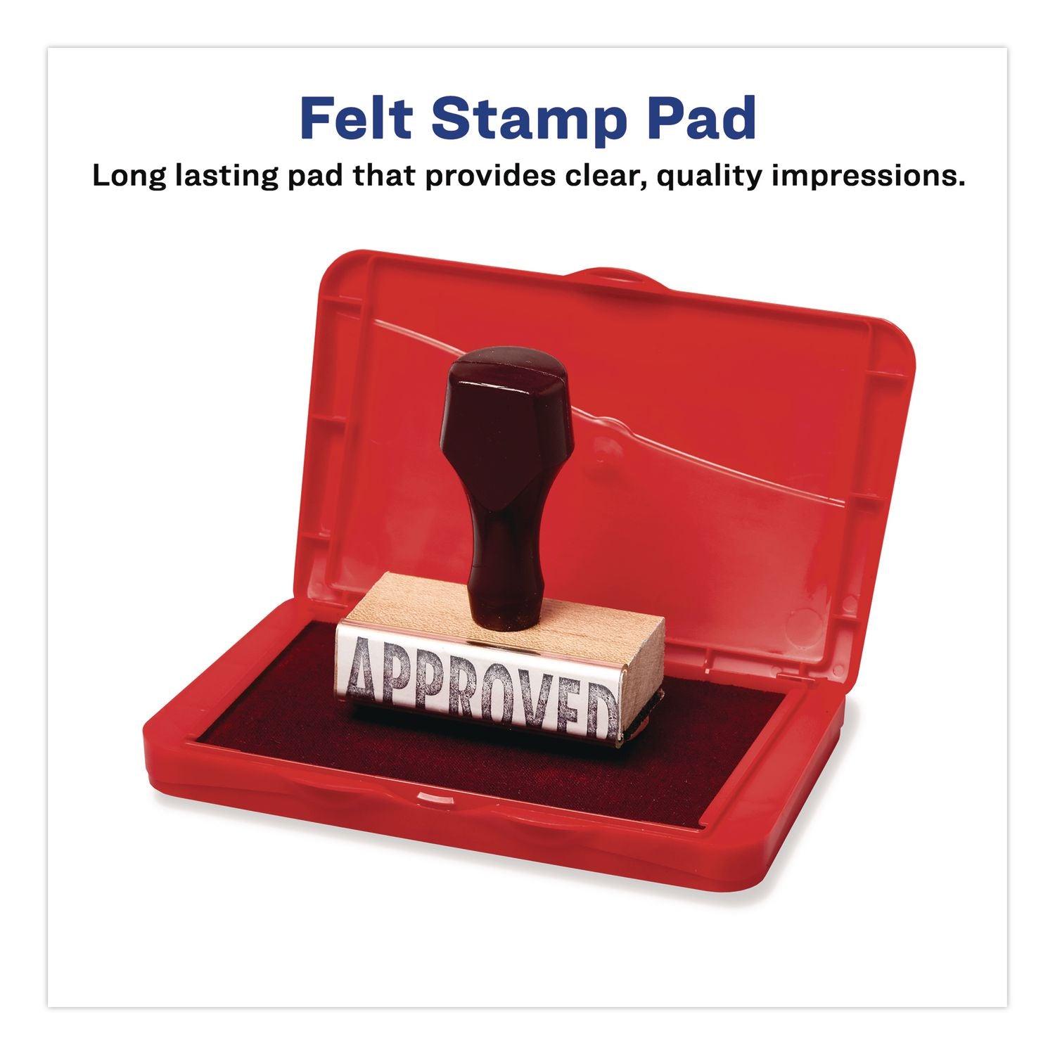 Pre-Inked Felt Stamp Pad, 4.25 X 2.75, Red, 36/Carton