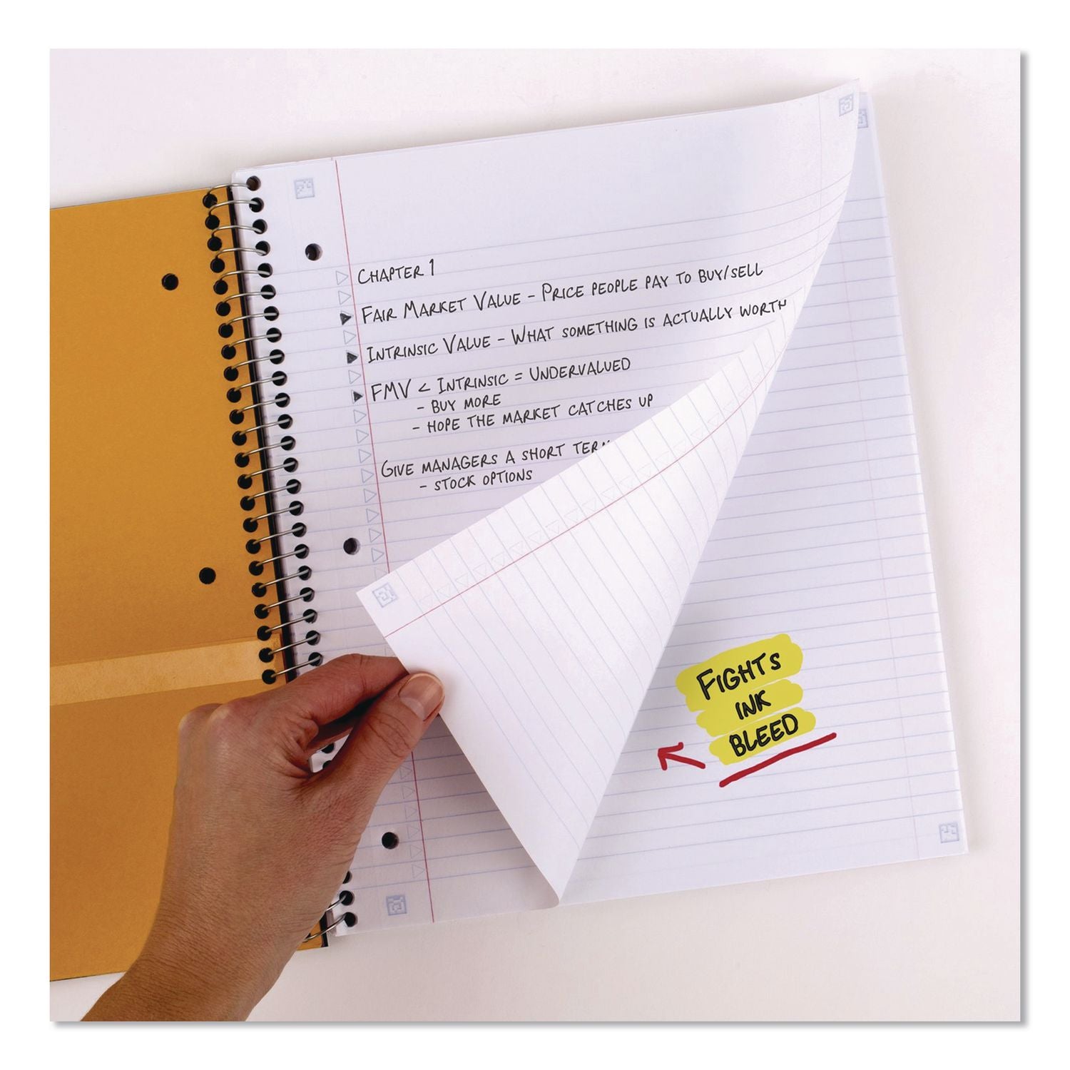 Wirebound Notebook, 3-Subject, Medium/College Rule, Fire Red Cover, (150) 11 X 8.5 Sheets