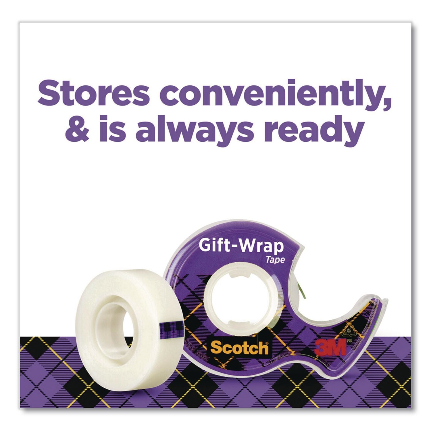 Gift Wrap Tape With Dispenser, 1" Core, 0.75" X 50 Ft, Clear, 6/Pack