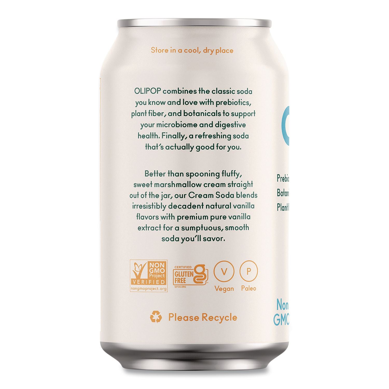 Prebiotic Soda, Cream Soda, 12 Oz Can, 12/Carton