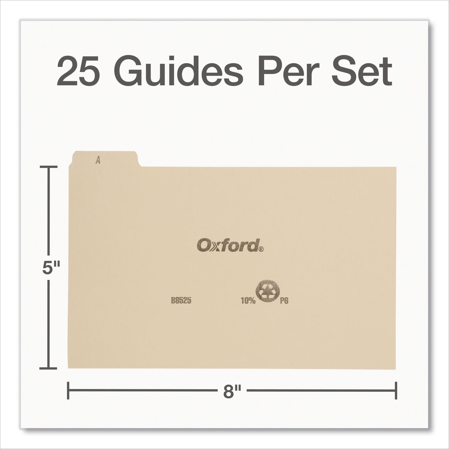 A-Z Index Card Dividers, Pre-Printed, 1/5-Cut Top Tab For 5 X 8 Cards, Manila, 25/Pack