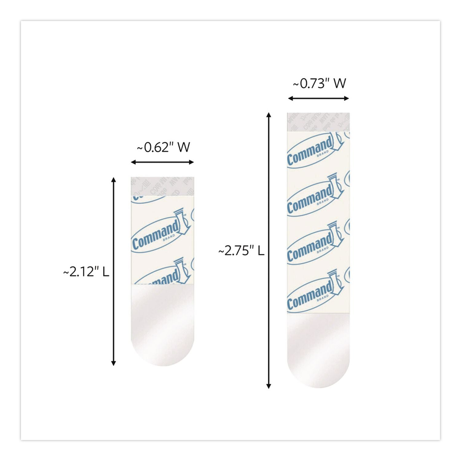 Damage-Free Hanging Clear Refill Strips, Value Pack Assortment: (8) Medium(0.73" X 2.75"), (8) Small (0.62" X 2.12"), 16/Pack