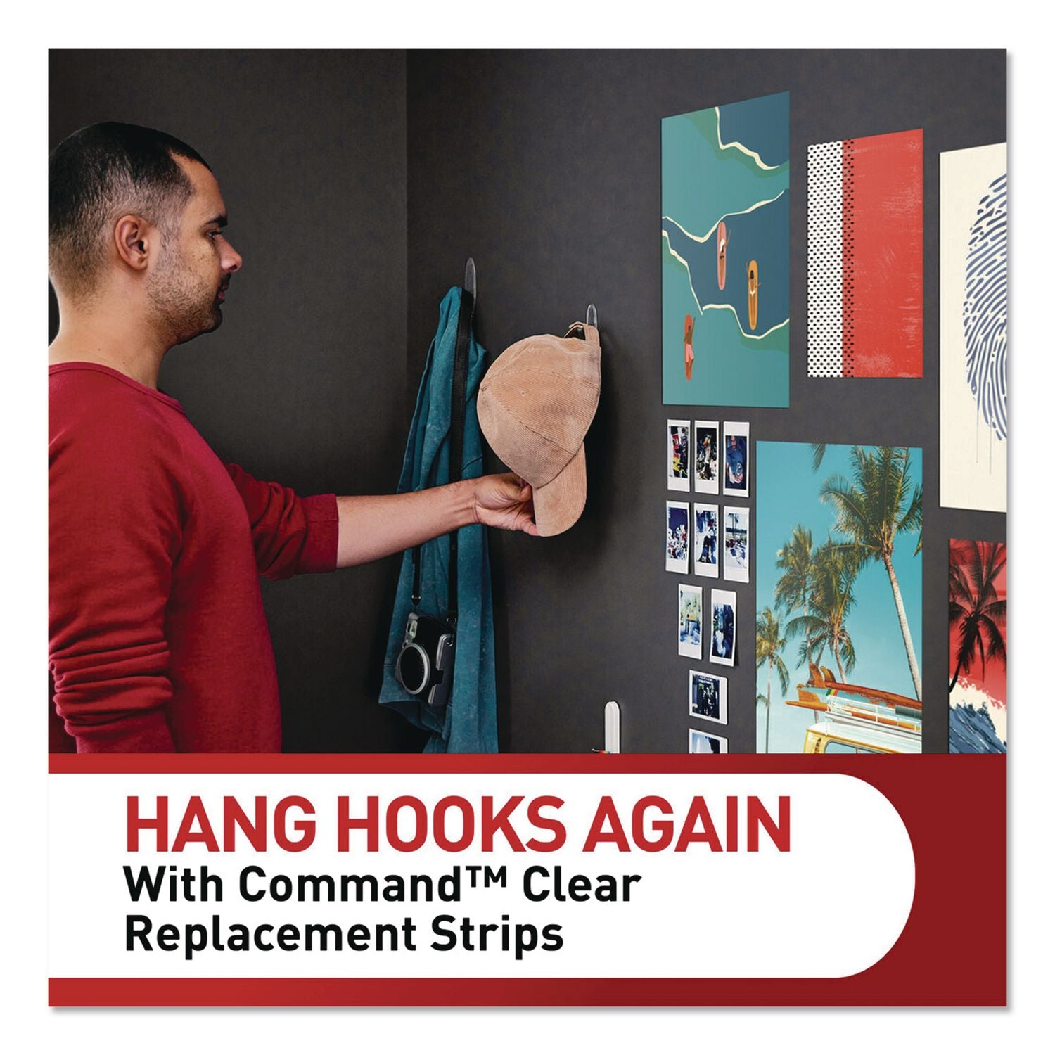 Damage-Free Hanging Clear Refill Strips, Value Pack Assortment: (8) Medium(0.73" X 2.75"), (8) Small (0.62" X 2.12"), 16/Pack