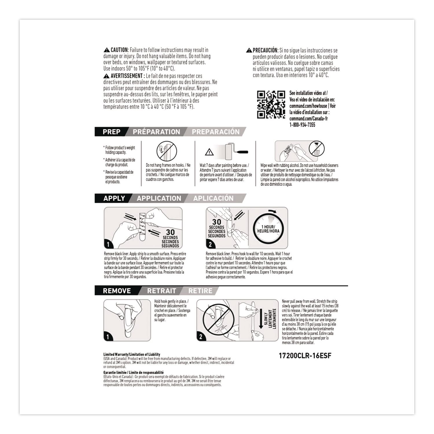 Damage-Free Hanging Clear Refill Strips, Value Pack Assortment: (8) Medium(0.73" X 2.75"), (8) Small (0.62" X 2.12"), 16/Pack