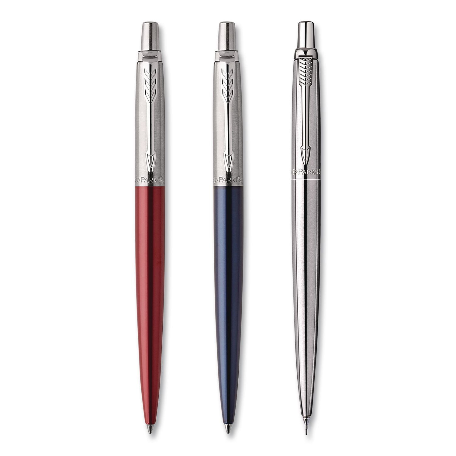 Jotter Retractable Pen And Pencil Set, (1) Medium Blue Ballpoint Pen, (1) Medium Black Gel Pen, (1) 0.7 Mm Mechanical Pencil