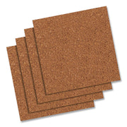 Cork Bulletin Board Tiles, 1 Ft X 1 Ft, Brown Surface, Frameless, 4/Pack