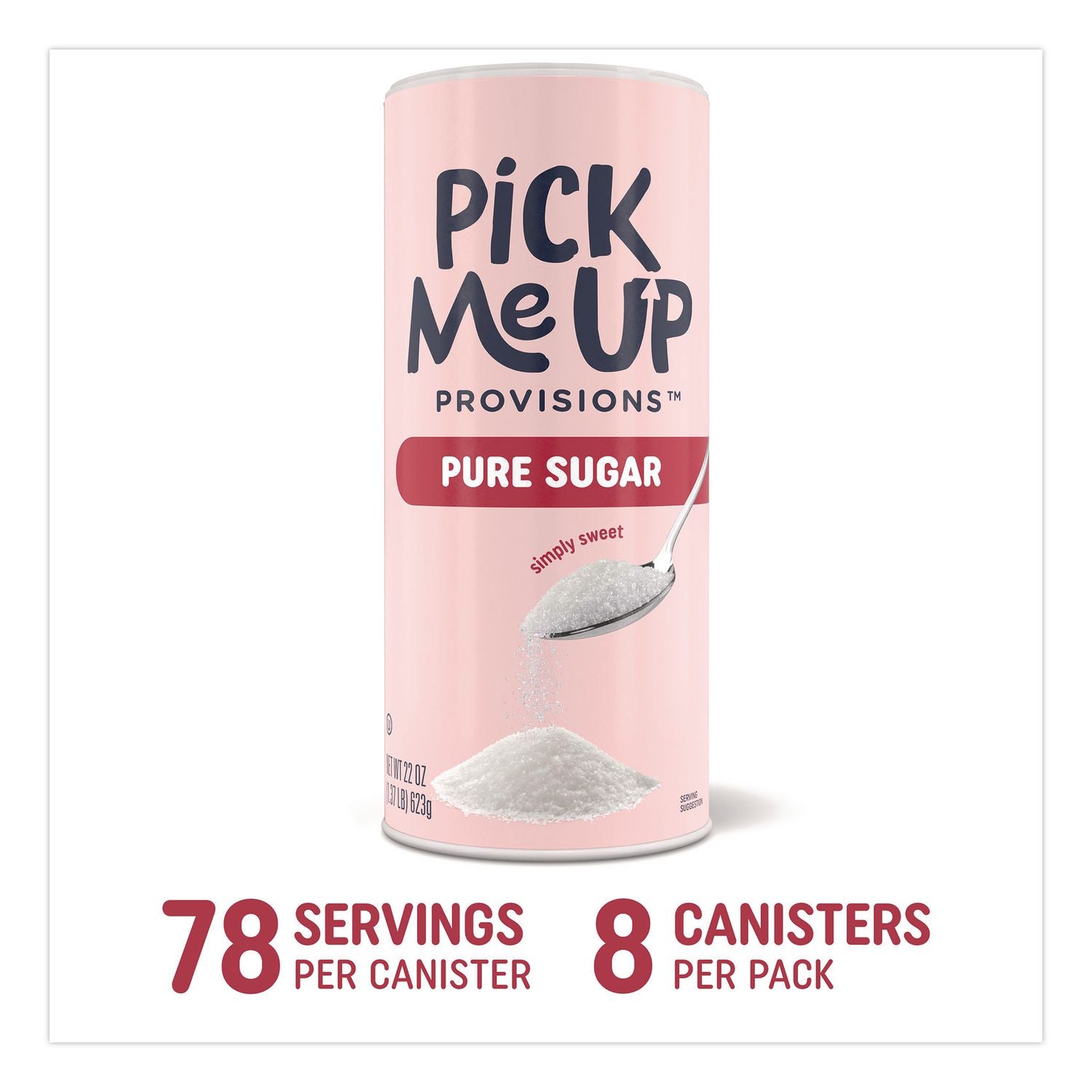Pure Sugar, 22 Oz Canister, 8/Pack