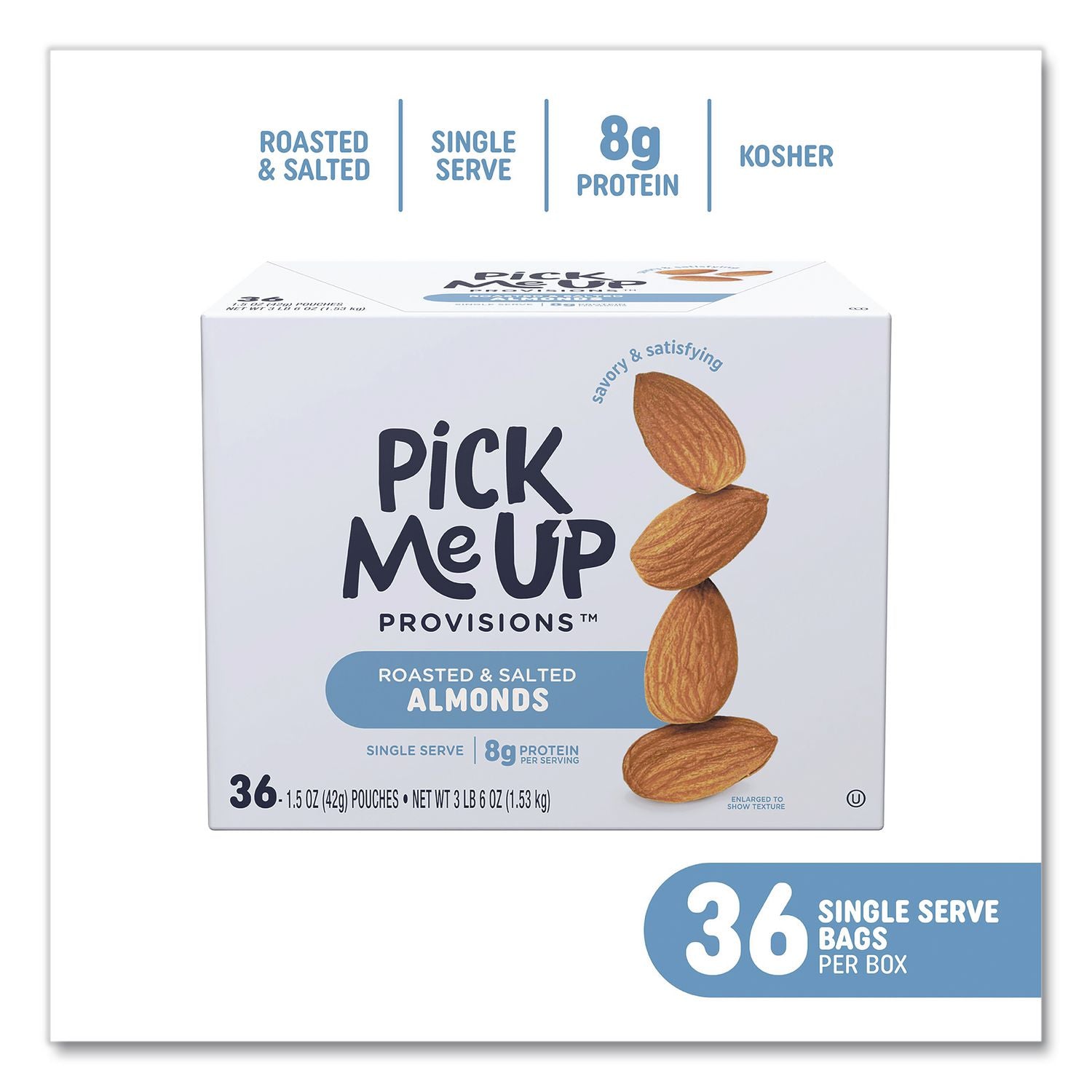 Roasted And Salted Almonds, 1.5 Oz Pouch, 36/Box