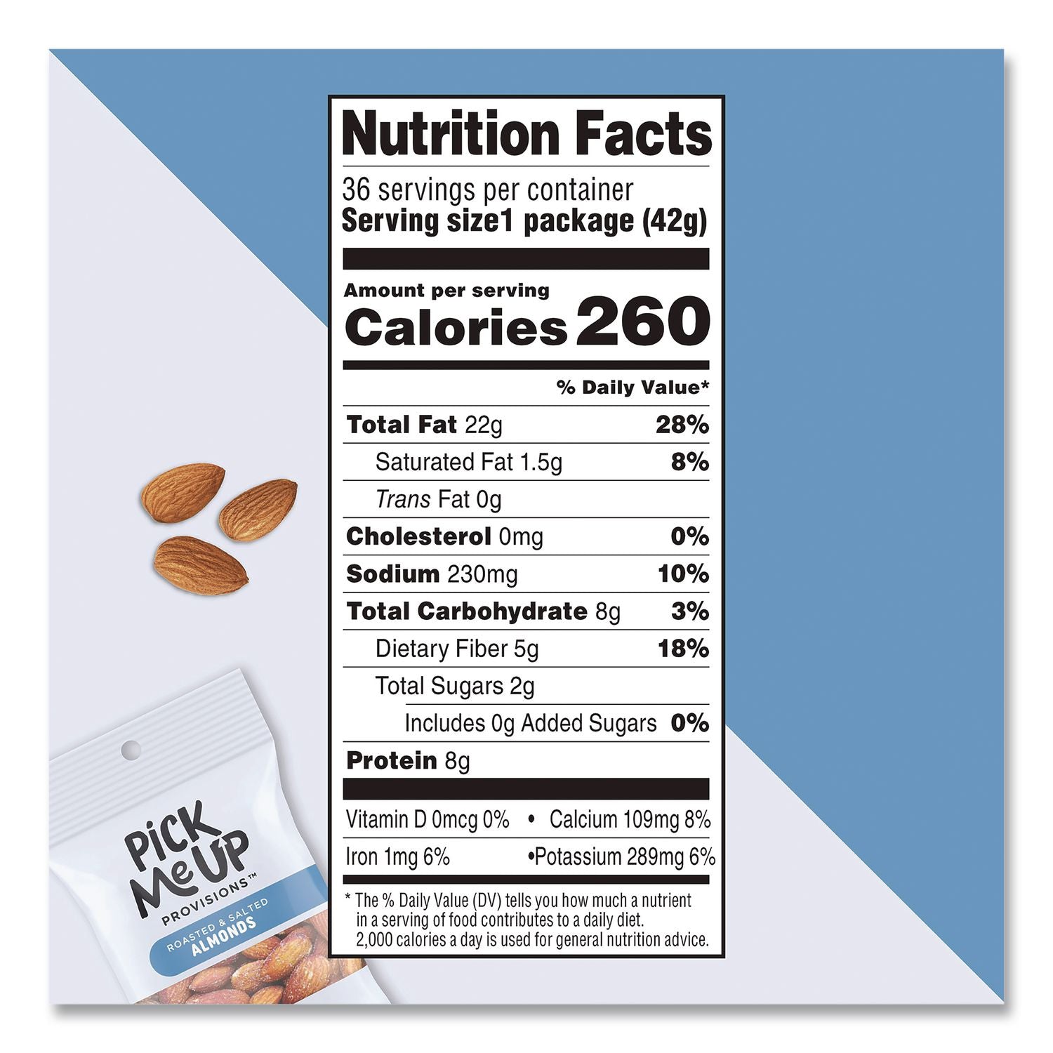 Roasted And Salted Almonds, 1.5 Oz Pouch, 36/Box