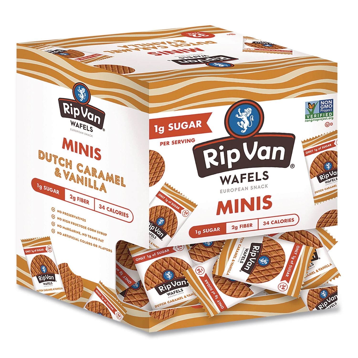 Minis Dutch Caramel And Vanilla Wafels, 0.28 Oz Packet, 32/Box