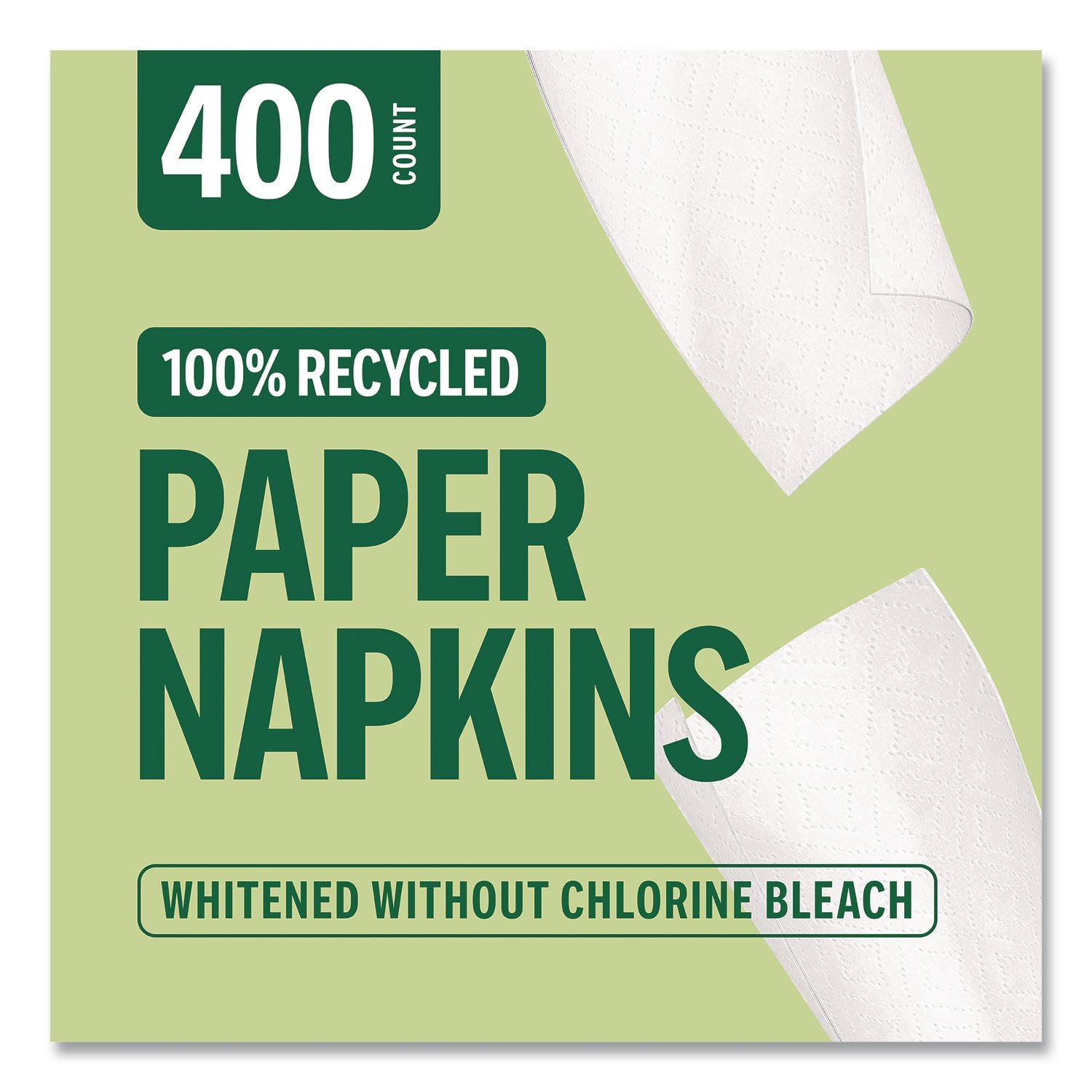 Eco Recycled Paper Napkins, 1-Ply, 12.75 X 11.25, White, 400/Pack