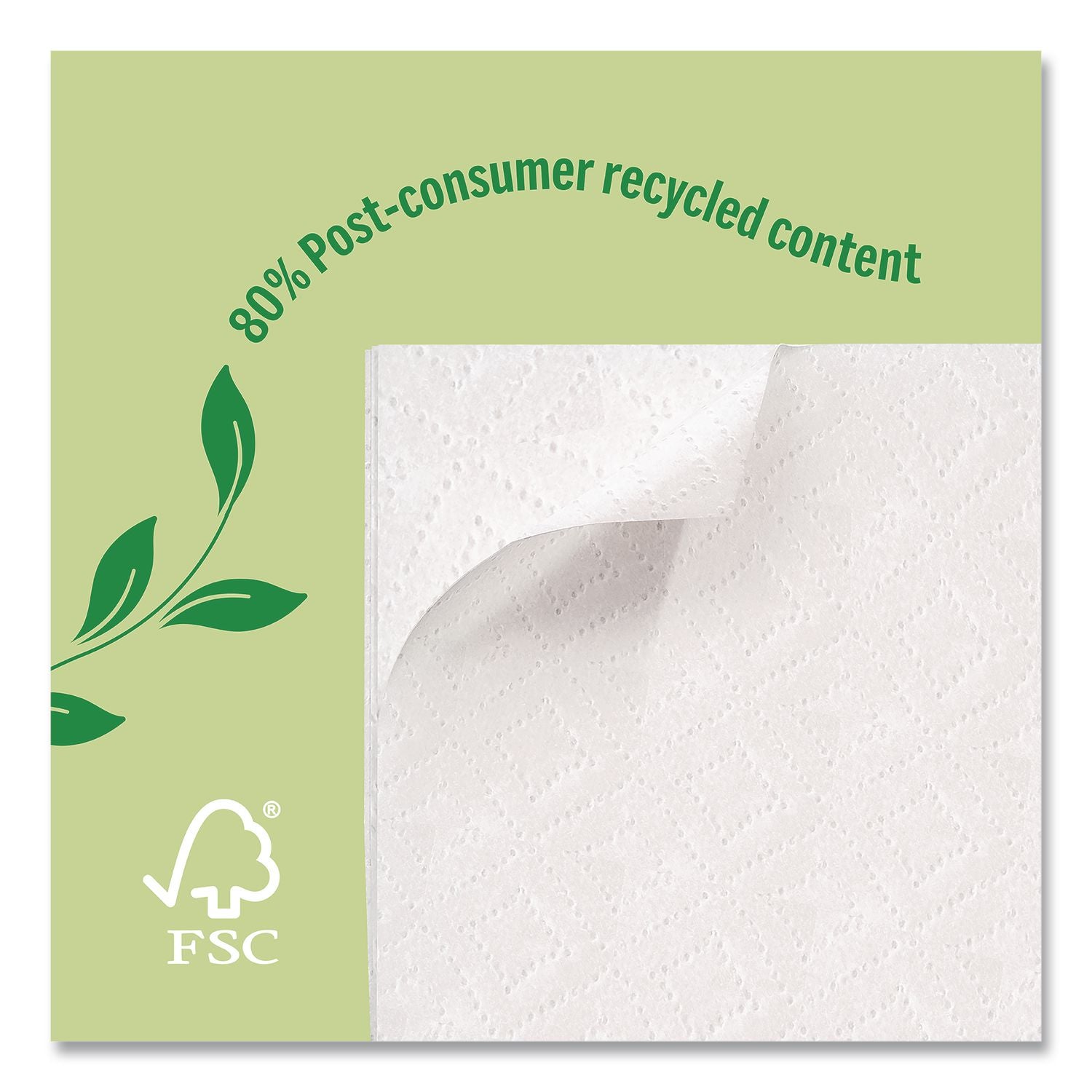 Eco Recycled Paper Napkins, 1-Ply, 12.75 X 11.25, White, 400/Pack