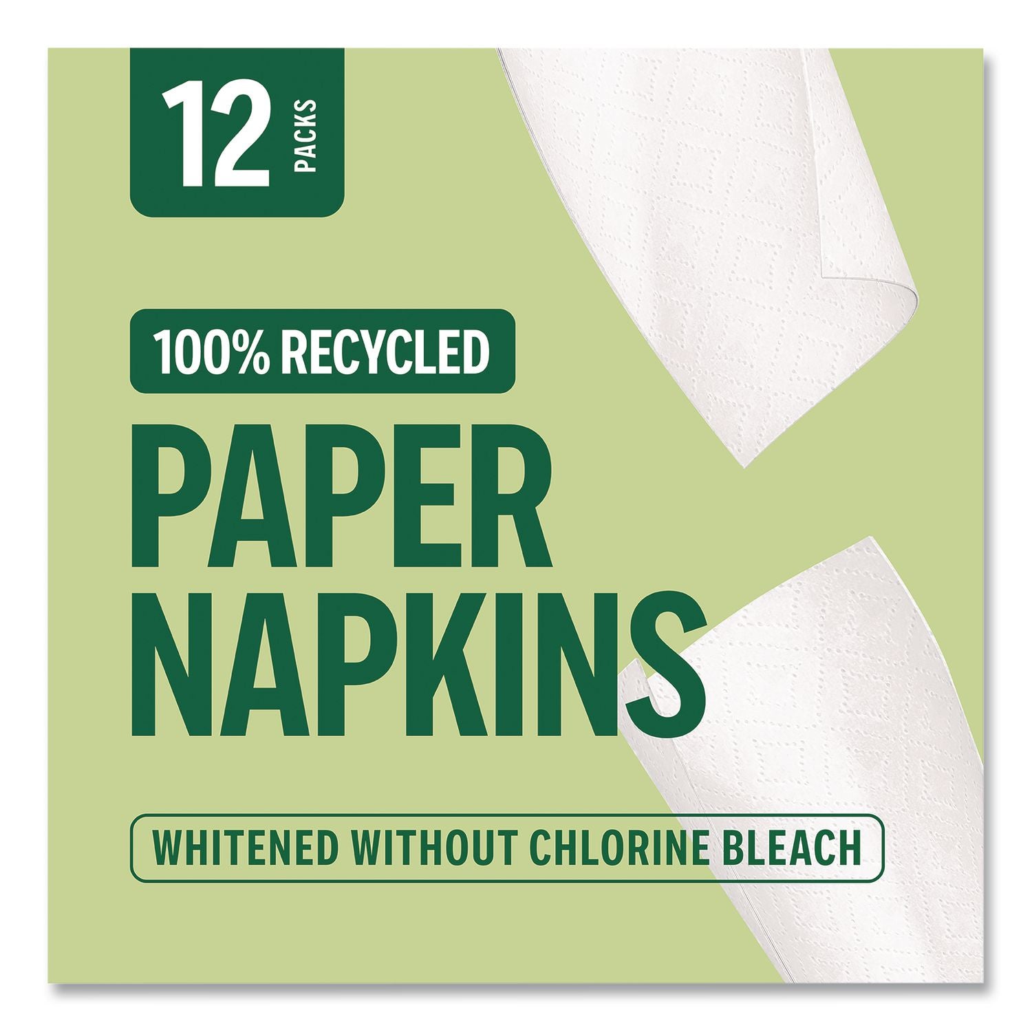 Eco Recycled Paper Napkins, 1-Ply, 12.75 X 11.25, White, 400/Pack, 12 Packs/Carton