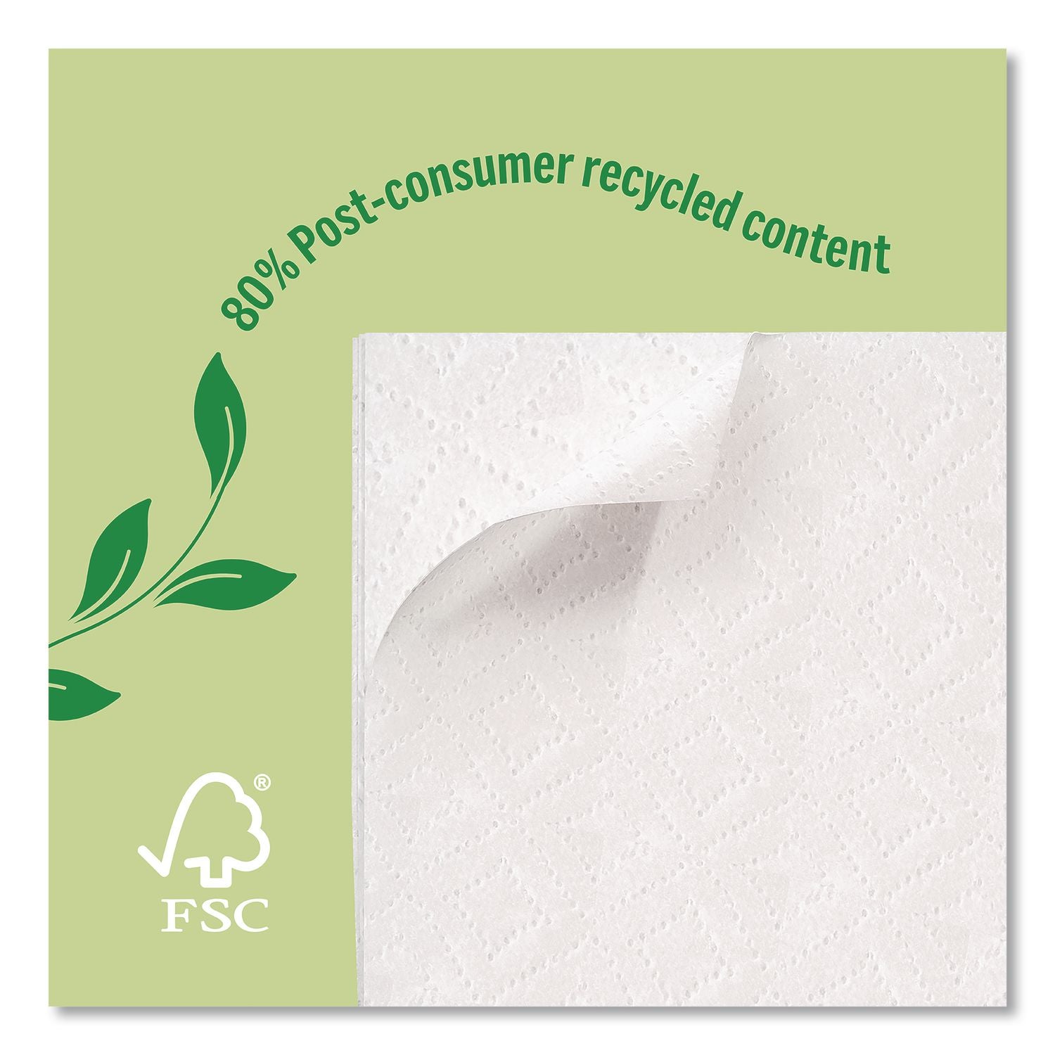Eco Recycled Paper Napkins, 1-Ply, 12.75 X 11.25, White, 400/Pack, 12 Packs/Carton