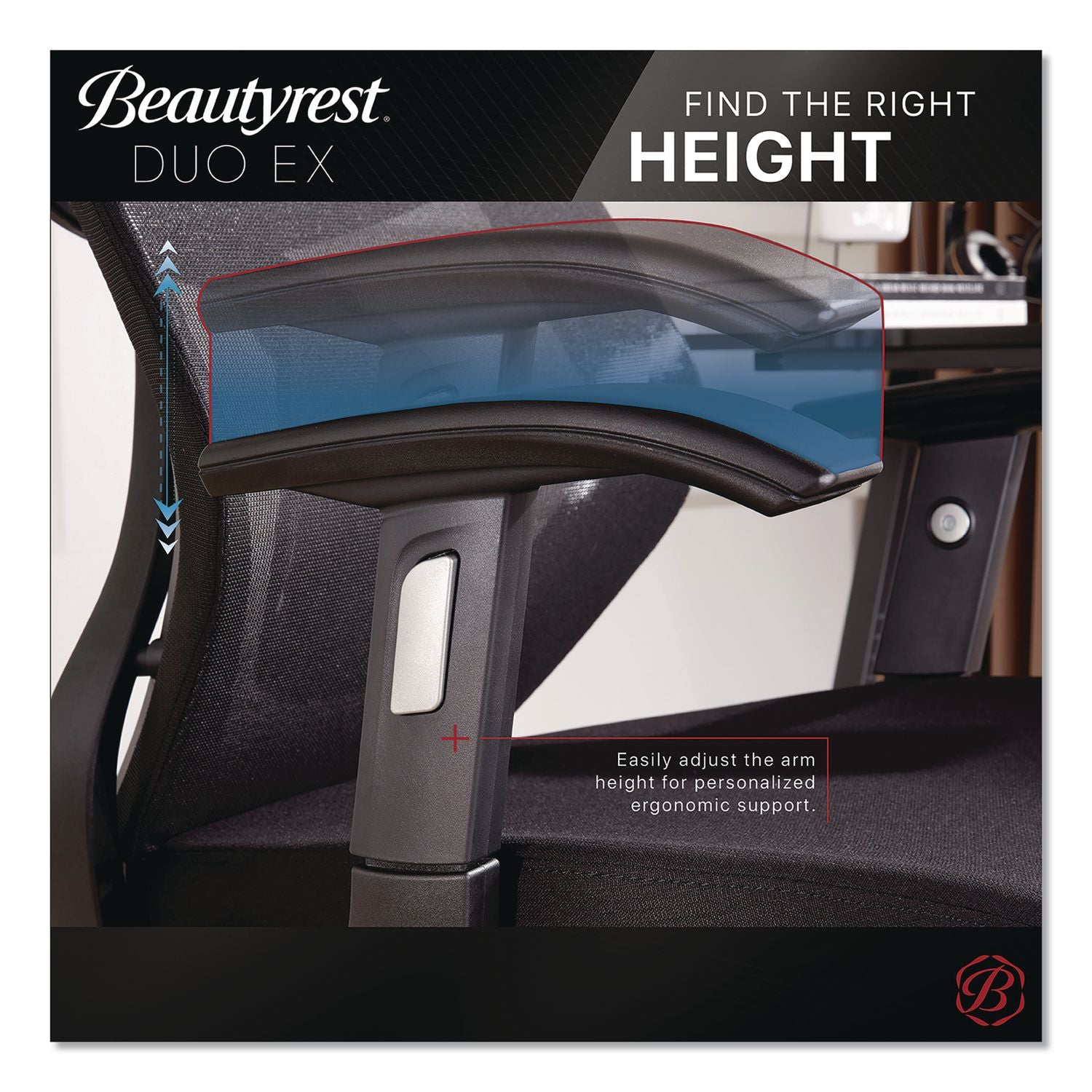 Duo-Ex Ergonomic Mesh Back Task Chair, Supports Up To 275 Lb, 19" To 22" Seat Height, Black