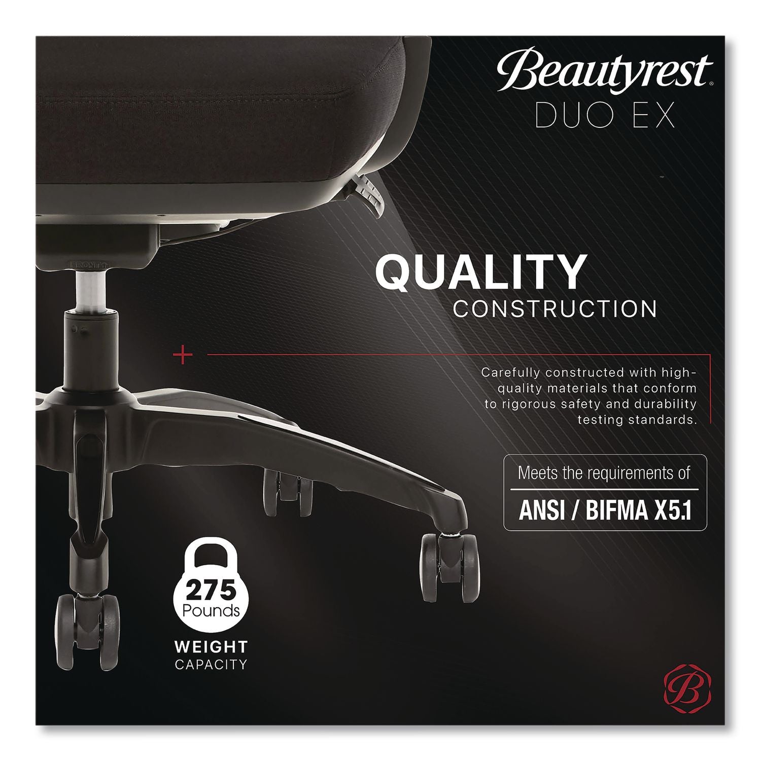 Duo-Ex Ergonomic Mesh Back Task Chair, Supports Up To 275 Lb, 19" To 22" Seat Height, Black