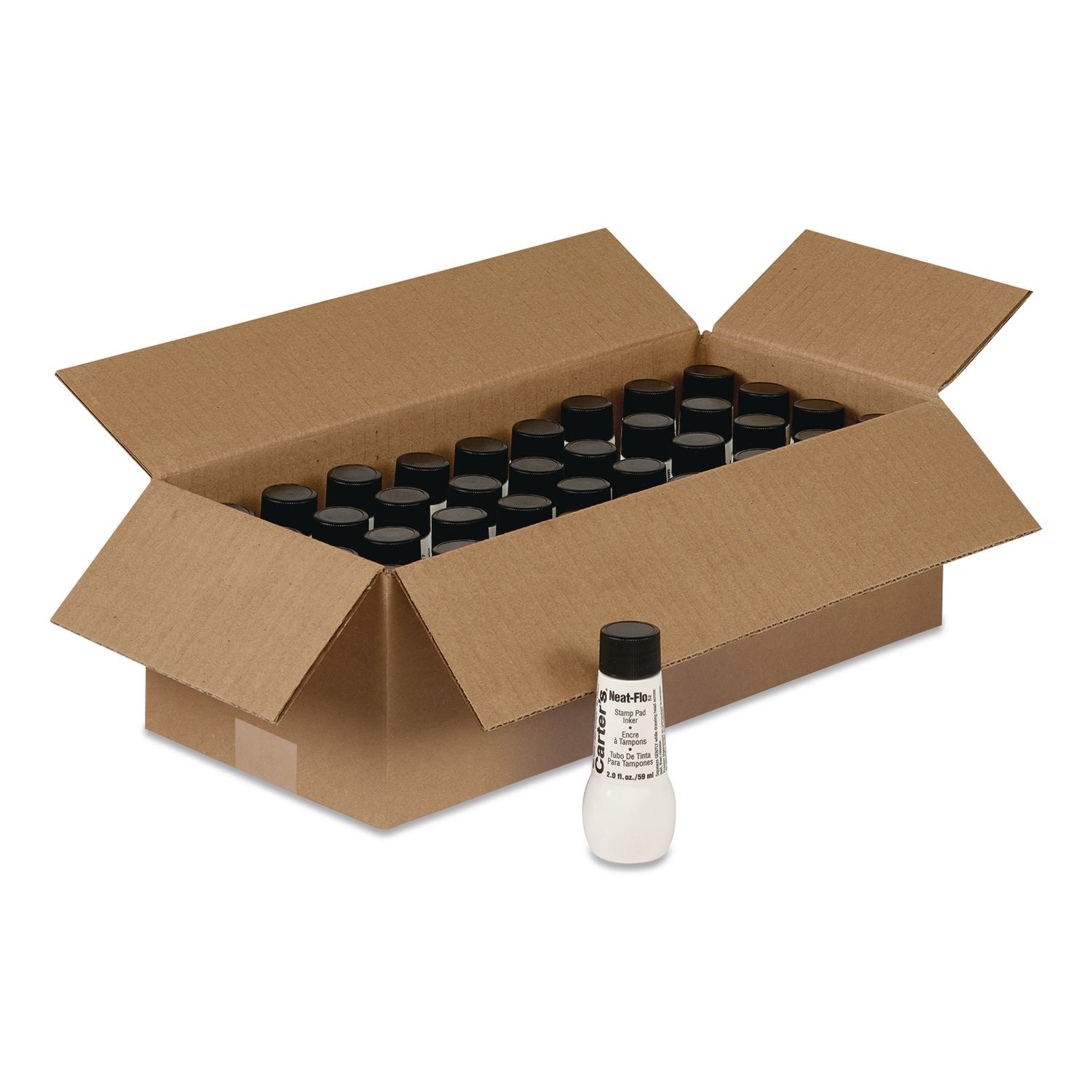 Neat-Flo Stamp Pad Inker, 2 Oz Bottle, Black, 36/Carton