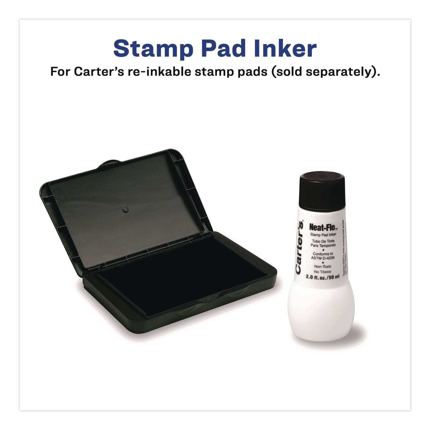 Neat-Flo Stamp Pad Inker, 2 Oz Bottle, Black, 36/Carton