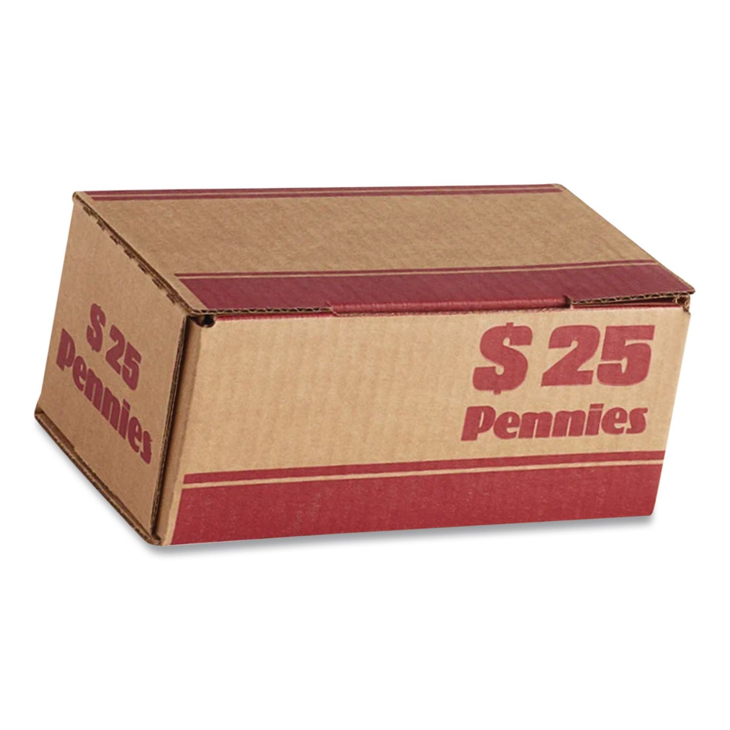 Pennies Coin Box, Accommodates $25 In Pennies, 15.5" X 19.25" X 4.5", Red/Kraft, 50/Pack