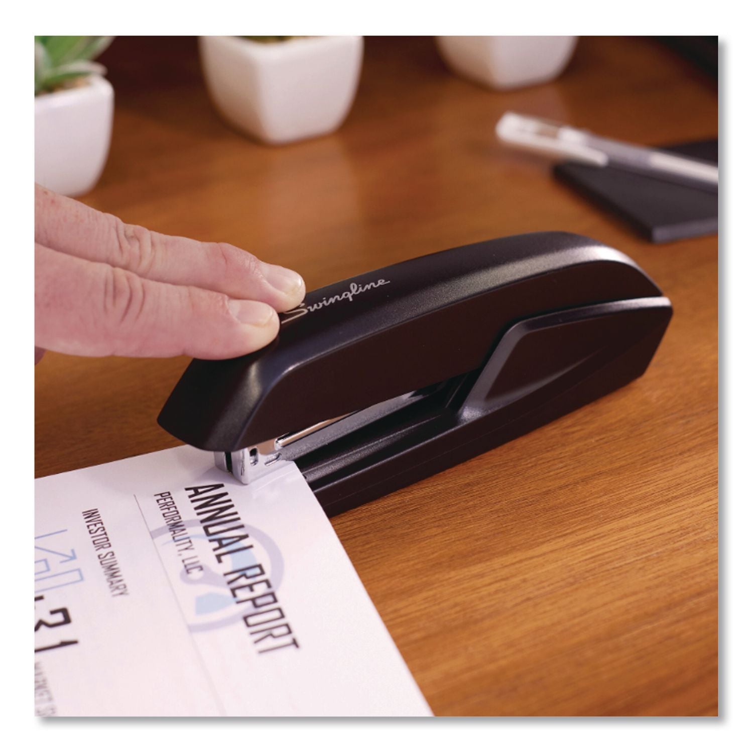 Standard Full Strip Desk Stapler, Eco Version, 15-Sheet Capacity, Black, 12/Carton