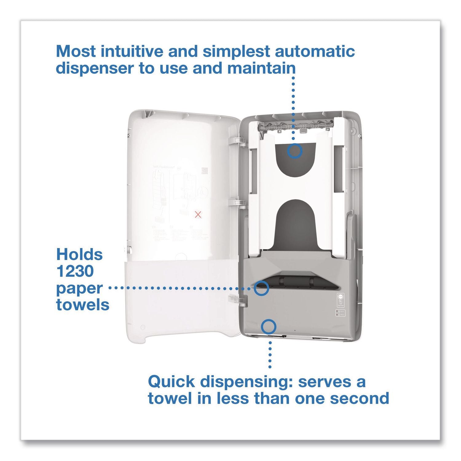 Peakserve Automatic Continuous Paper Hand Towel Dispenser, 14.47 X 4.04 X 25.15, White