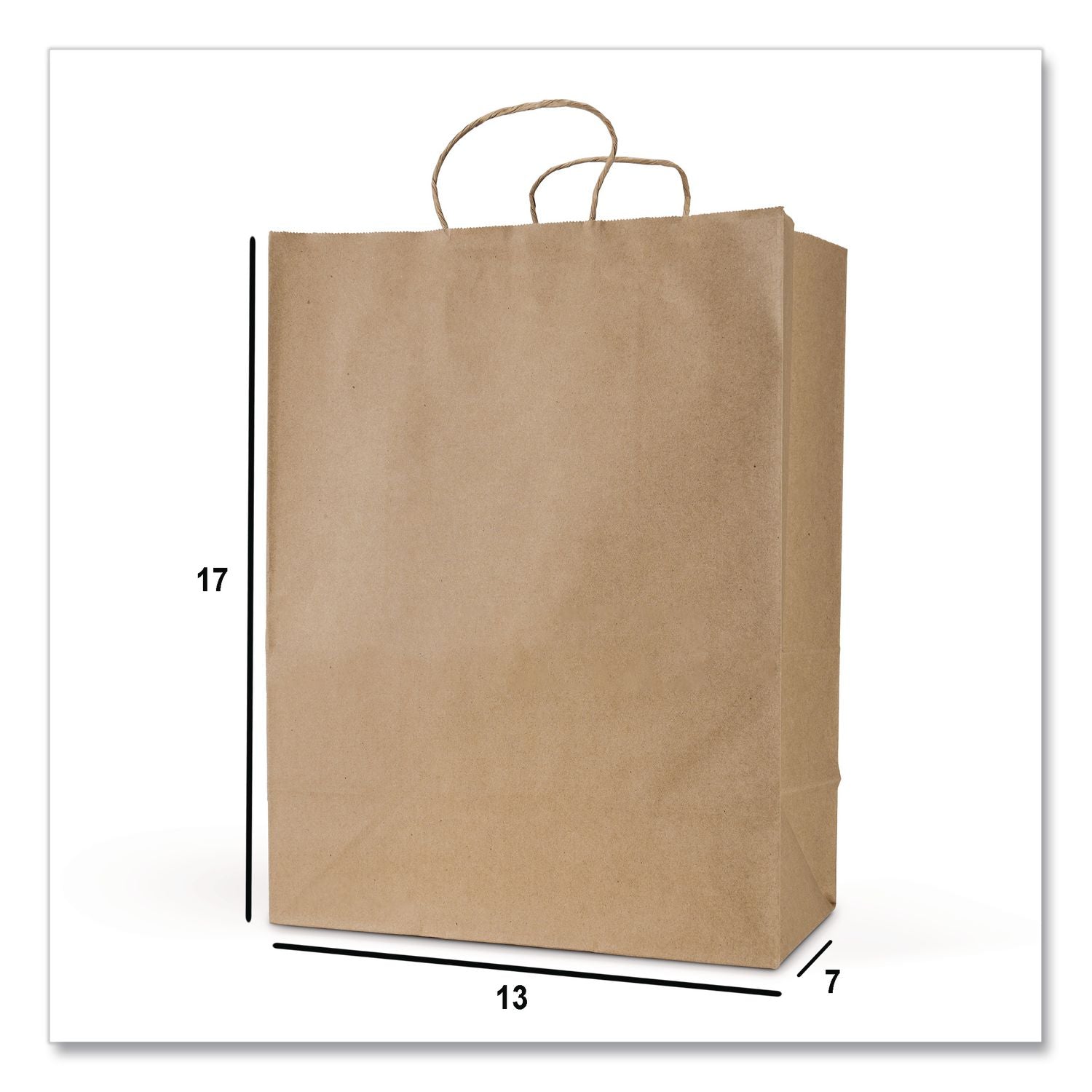 Get Reddi Paper Bags, Mercado Size, 65# Basis Weight, Twisted Rope Handles, 13 X 7 X 17, Brown, 250/Carton
