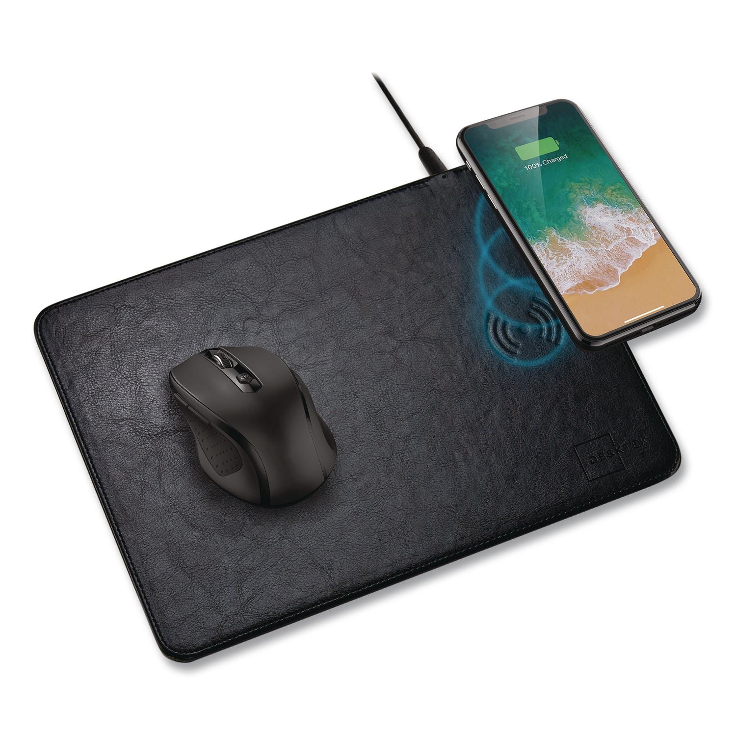 Desktek Tapcharge Mousepad, Qi Wireless Charging, Black