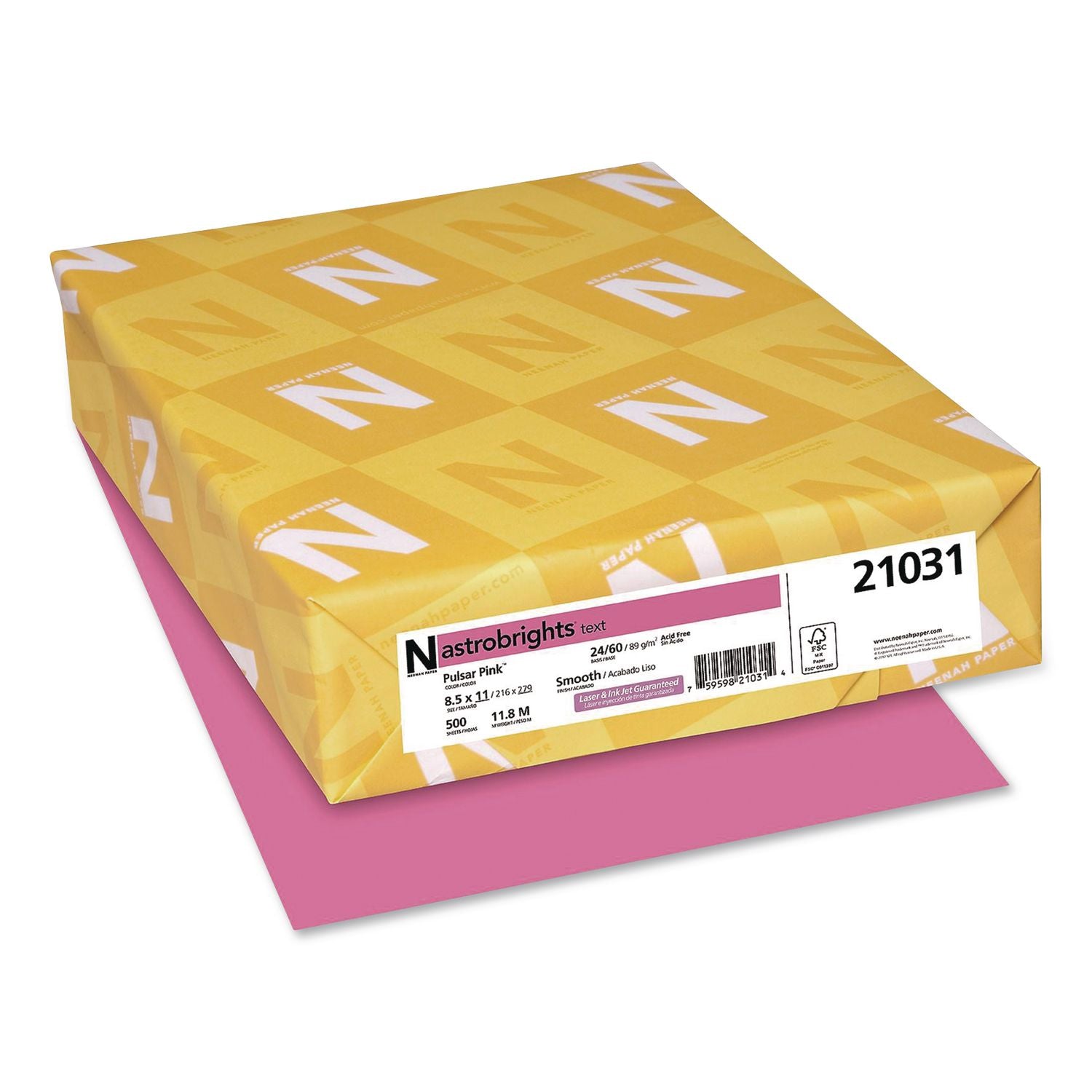 Color Paper, 24 Lb Bond Weight, 8.5 X 11, Pulsar Pink, 500 Sheets/Ream, 10 Reams/Carton