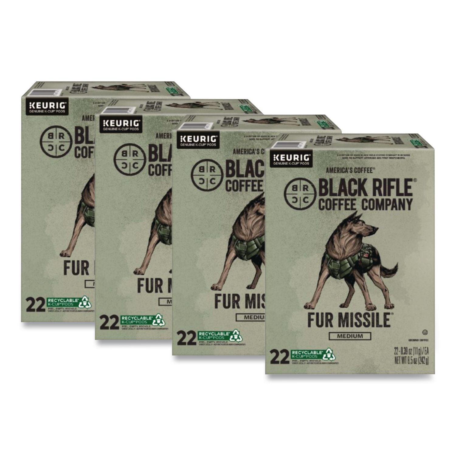 Fur Missile Coffee K-Cups, 22/Box, 4 Boxes/Carton