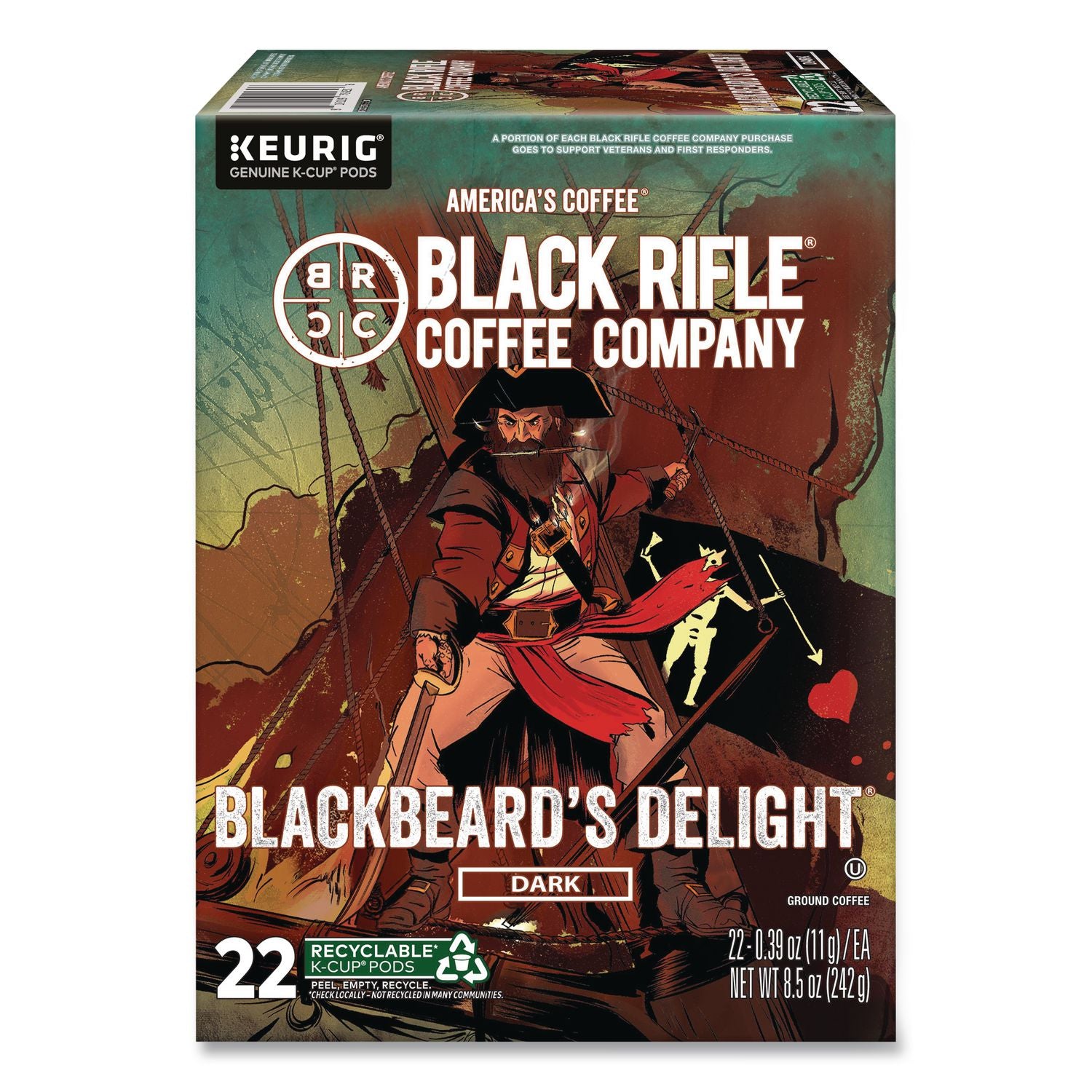 Blackbeard'S Delight Coffee K-Cups, 22/Box