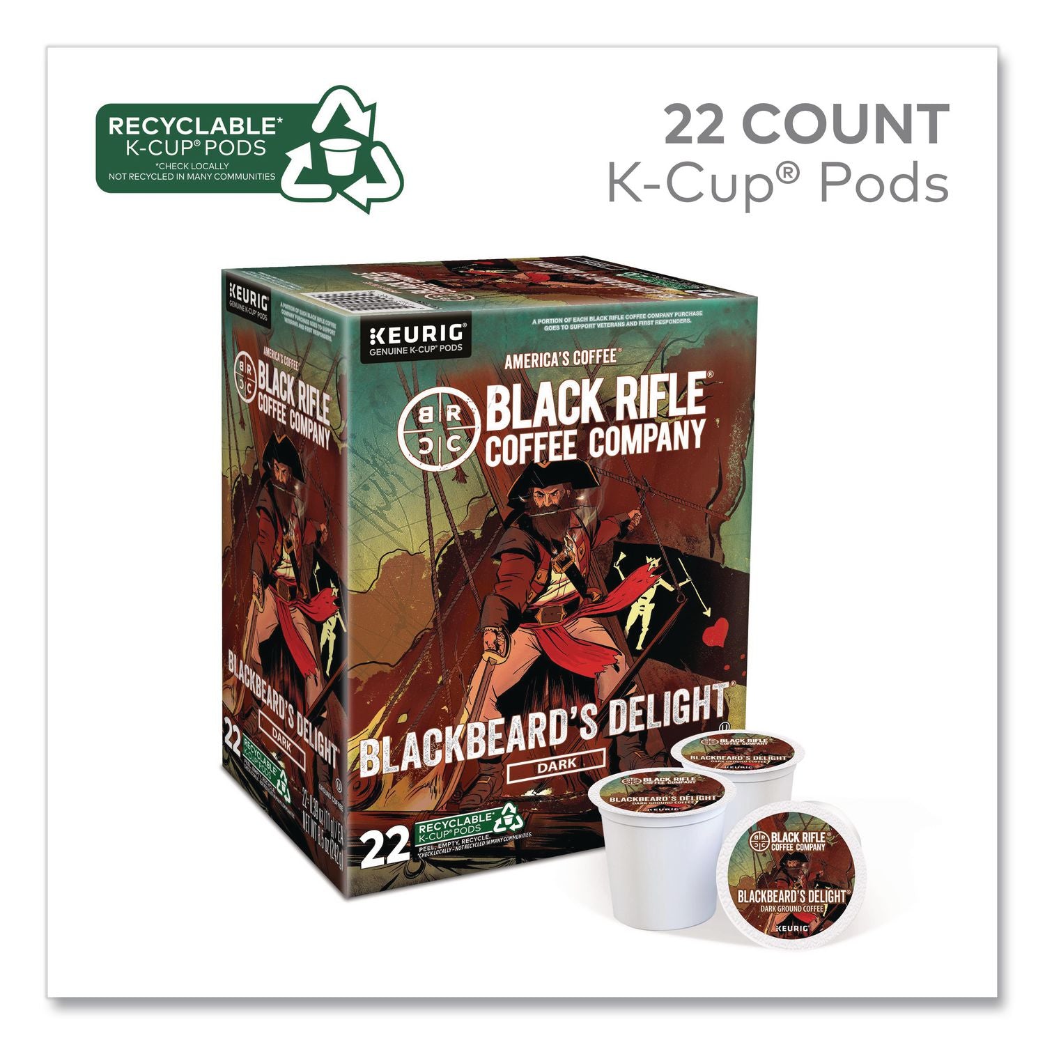 Blackbeard'S Delight Coffee K-Cups, 22/Box
