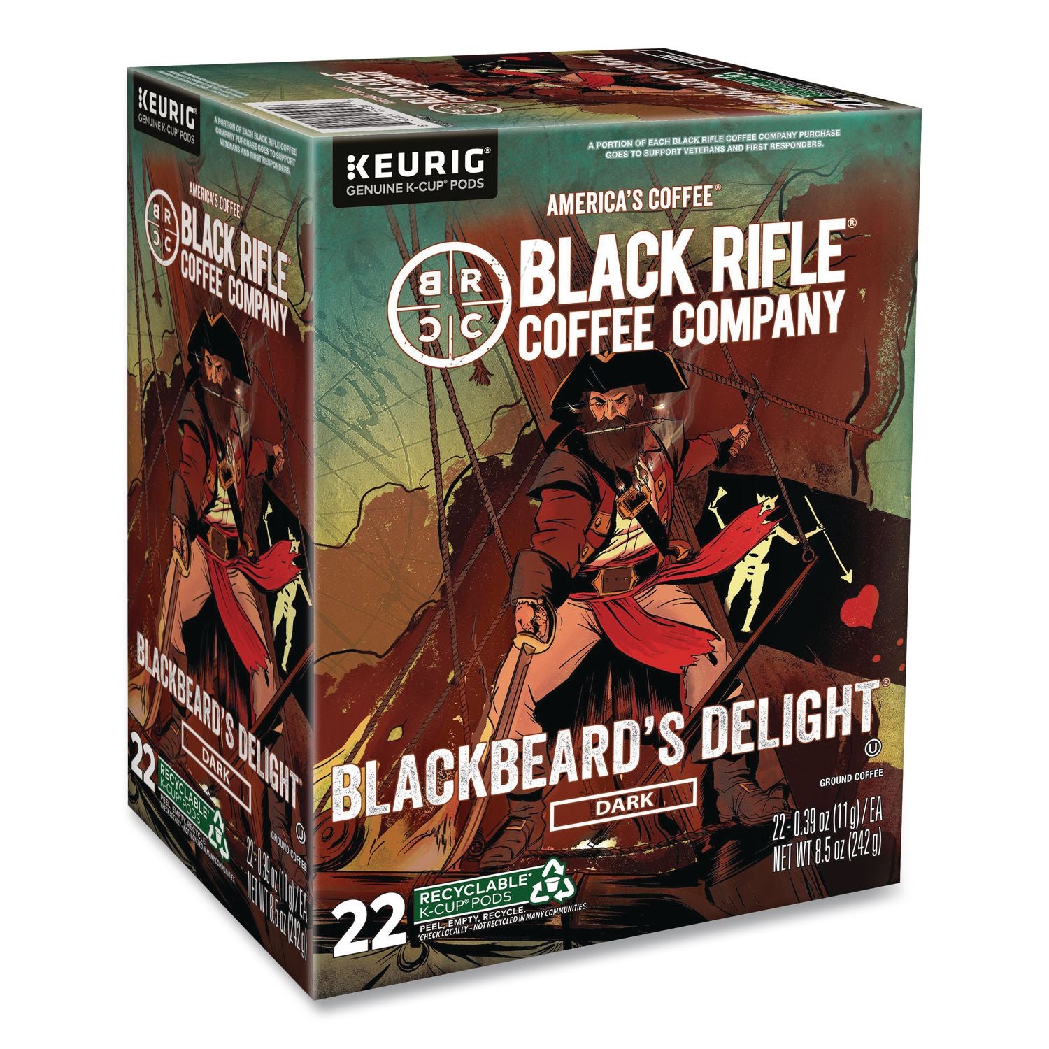 Blackbeard'S Delight Coffee K-Cups, 22/Box, 4 Boxes/Carton