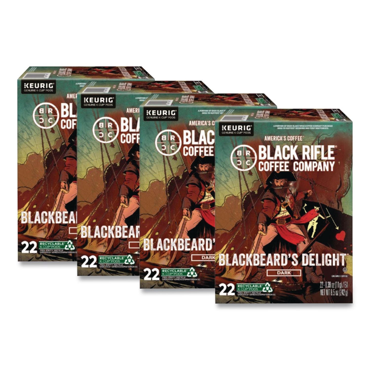Blackbeard'S Delight Coffee K-Cups, 22/Box, 4 Boxes/Carton