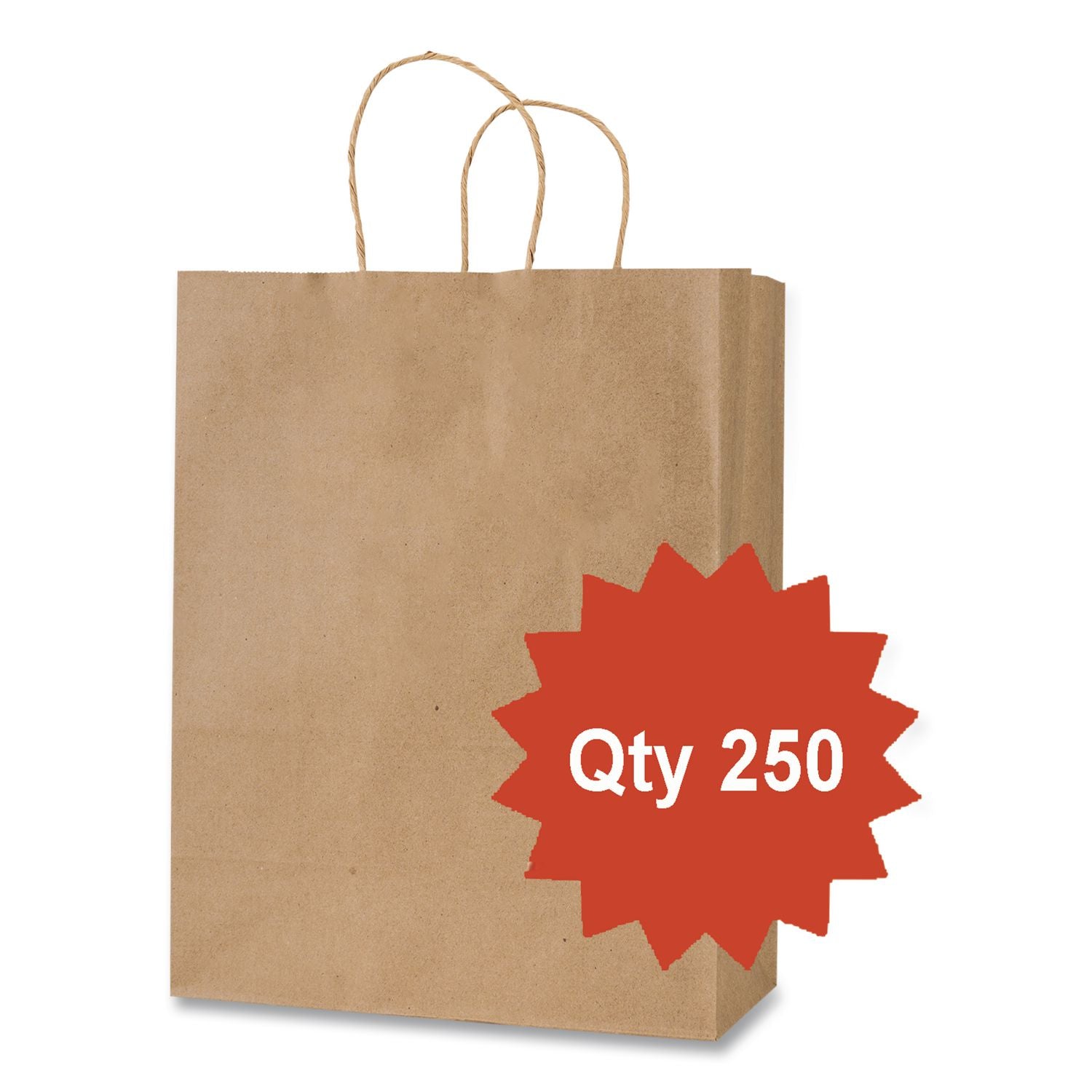 Get Reddi Paper Bags, Pixie Size, 60# Basis Weight, Twisted Rope Handles, 10" X 5" X 13", Brown, 250/Carton