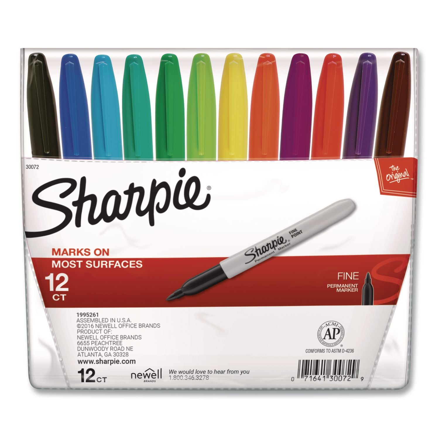 Fine Tip Permanent Marker, Fine Bullet Tip, Assorted Colors, 144/Carton